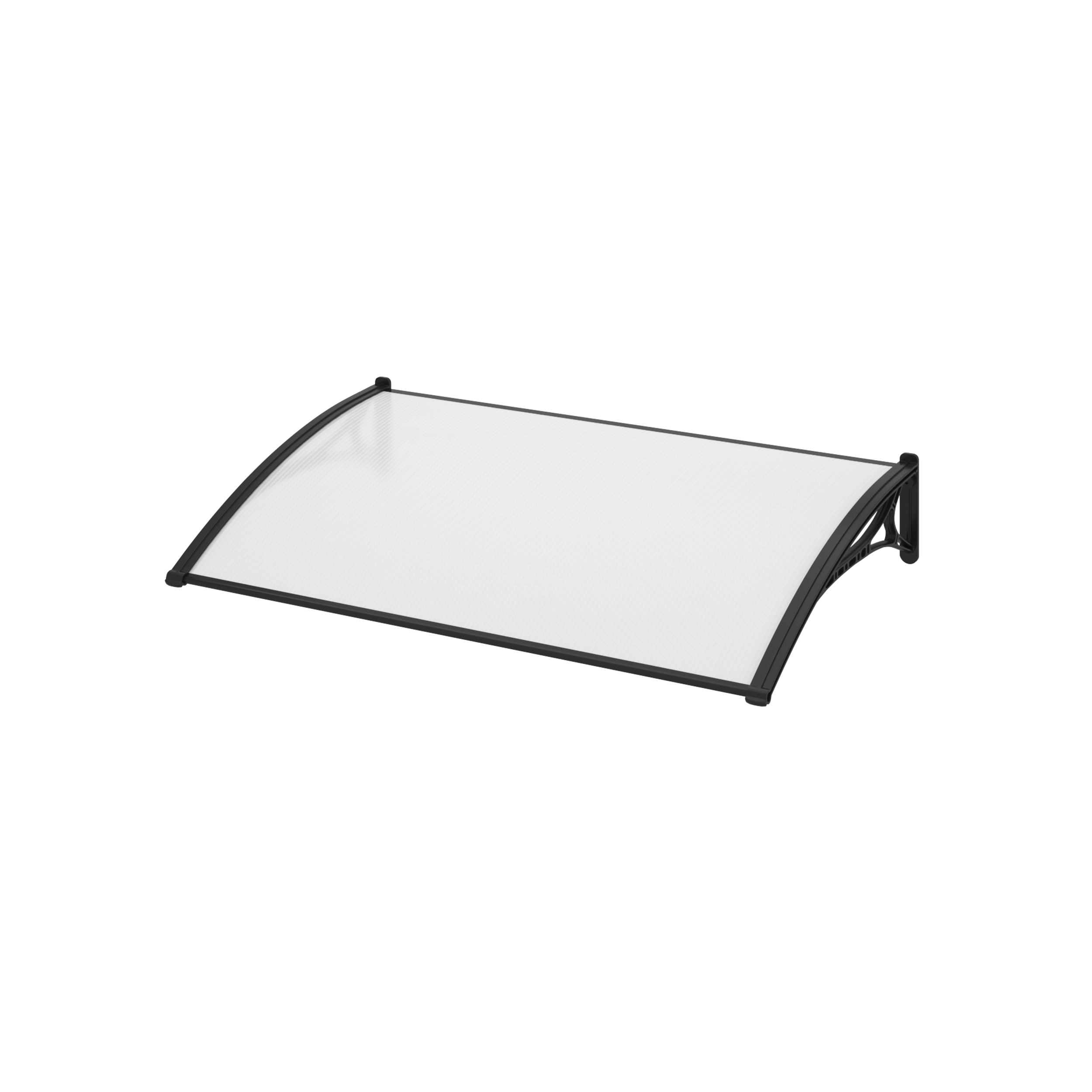 Marquesina de resina negro y cubierta de policarbonato alveolar negro 60x100 cm