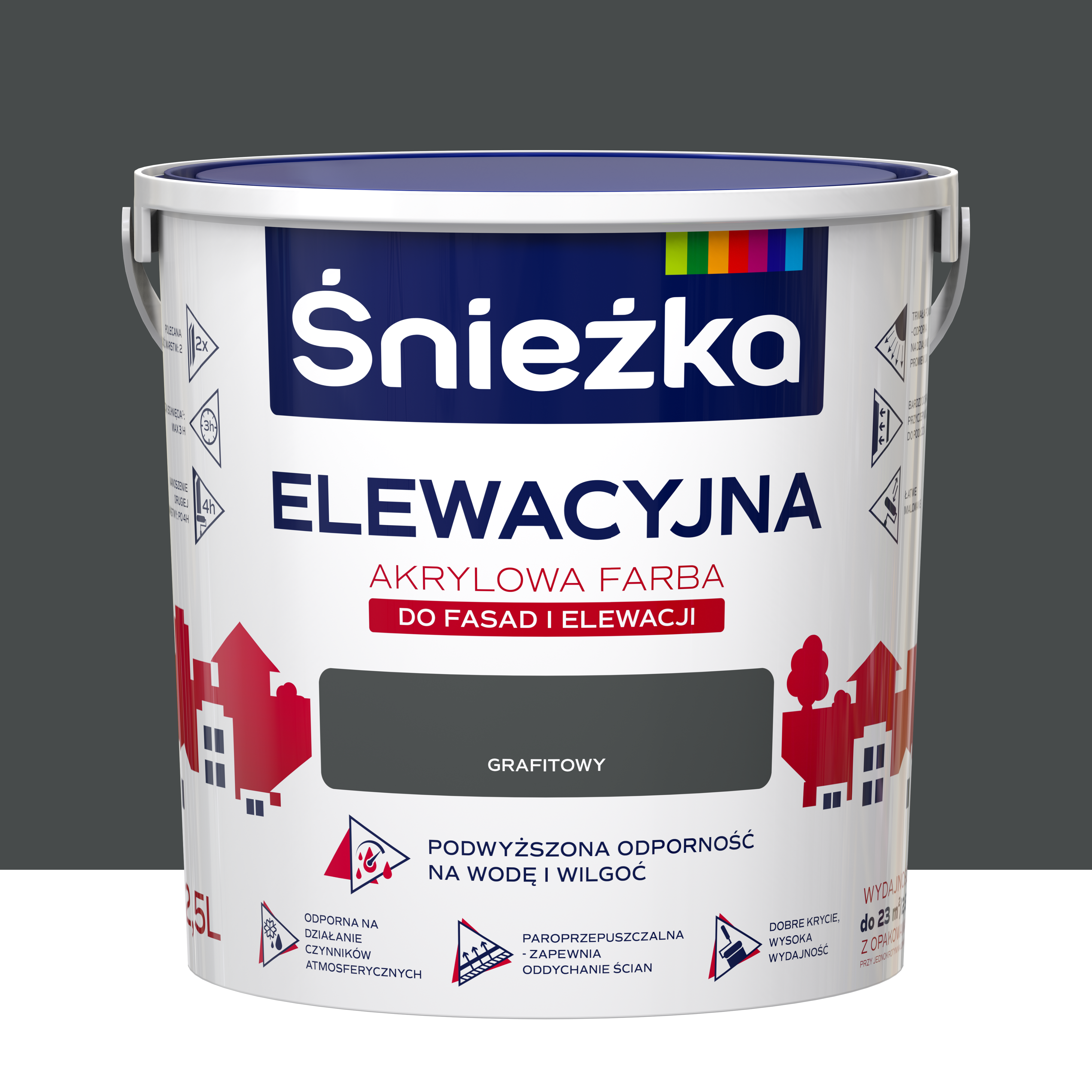 Farba elewacyjna akrylowa 2.5 l Grafitowy Śnieżka
