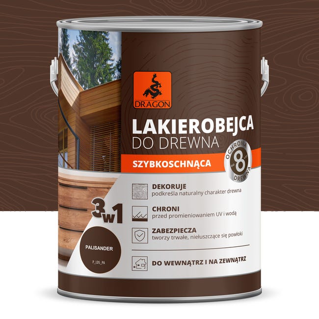 Lakierobejca do drewna szybkoschnąca 2,5 l palisander DRAGON