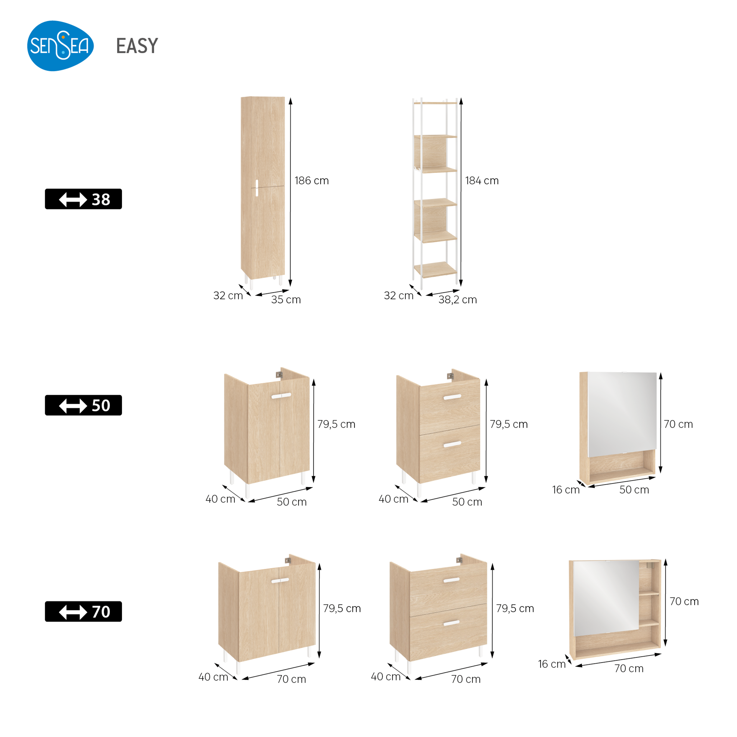 Szafka lustrzana bez oświetlenia Easy 50 x 70 Sensea - 16