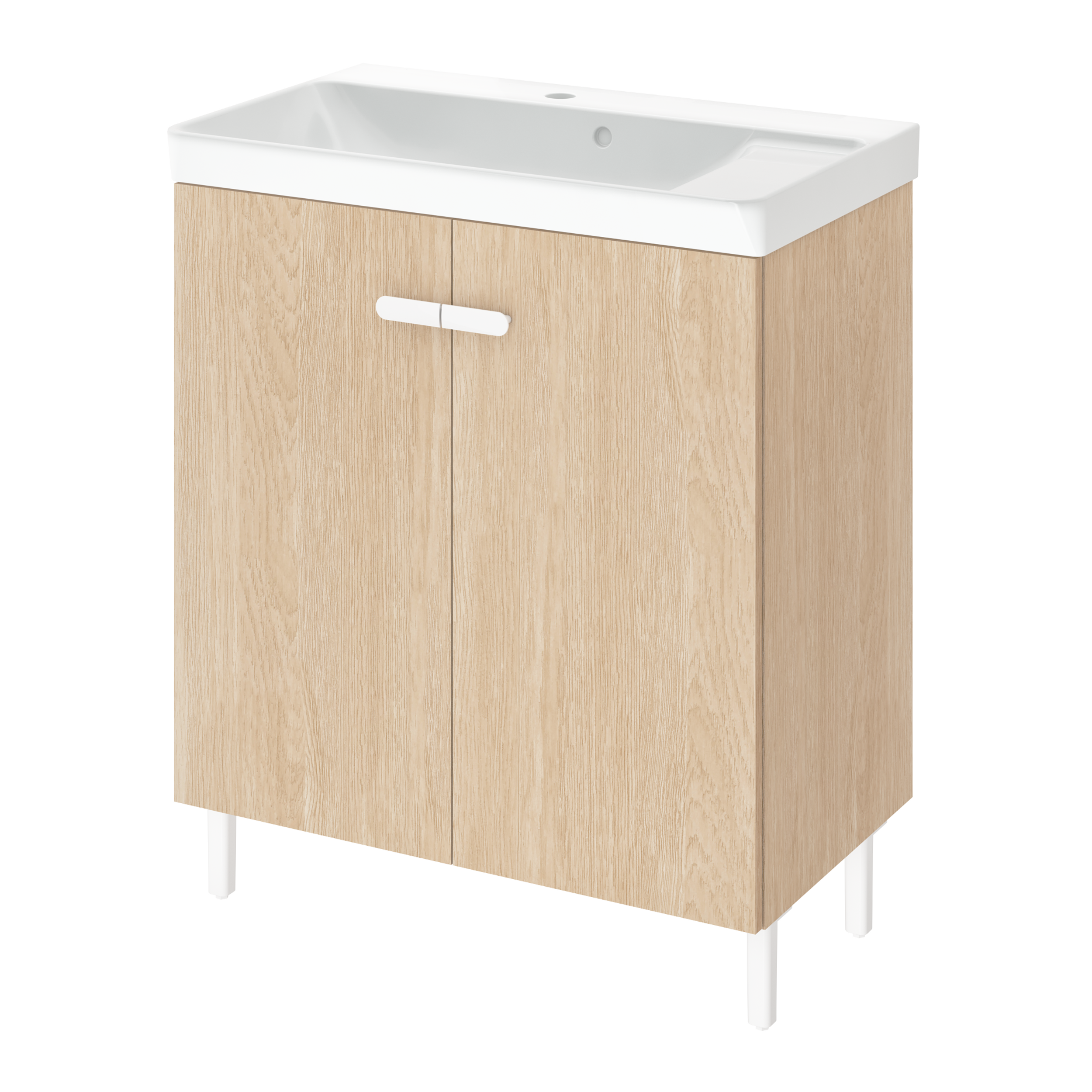 Mobile da bagno a terra L 70 x H 80 x P 40 cm rovere laccato opaco, 2 ante SENSEA Easy - 7
