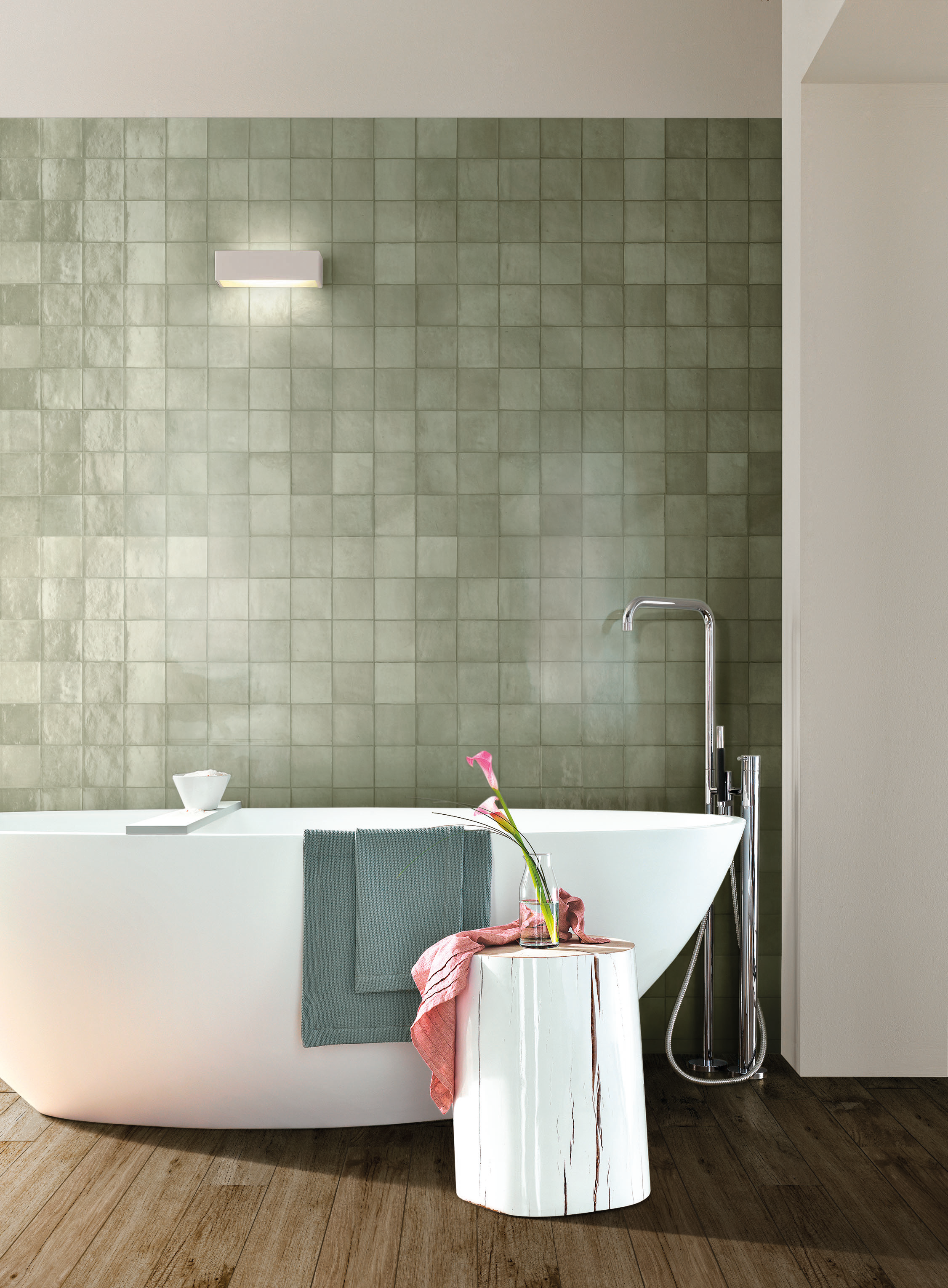 Piastrella da rivestimento interno in gres naturale 10 x 10 cm smaltato verde chiaro lucido Zelli Vert d'eau Sp. 10 mm 0.54 mq - 18
