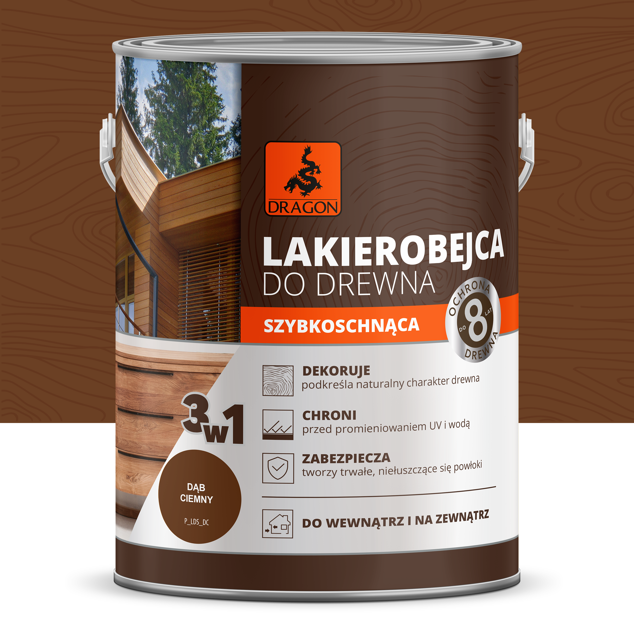 Lakierobejca Szybkoschnąca 0.2 l Dąb ciemny Dragon