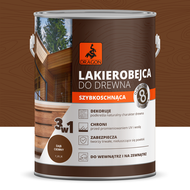 Lakierobejca Szybkoschnąca 0.2 l Dąb ciemny Dragon