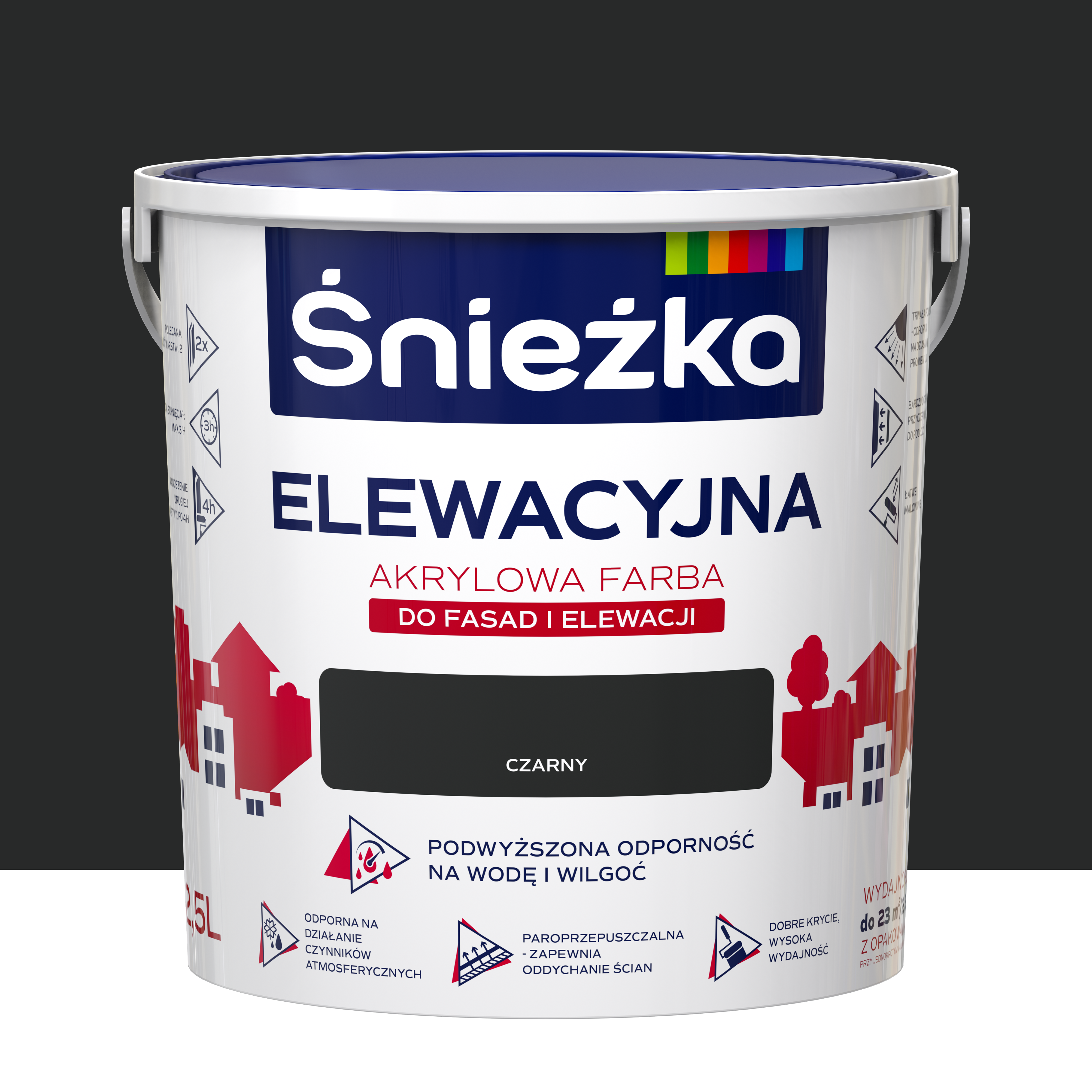 Farba elewacyjna akrylowa 2.5 l Czarny Śnieżka