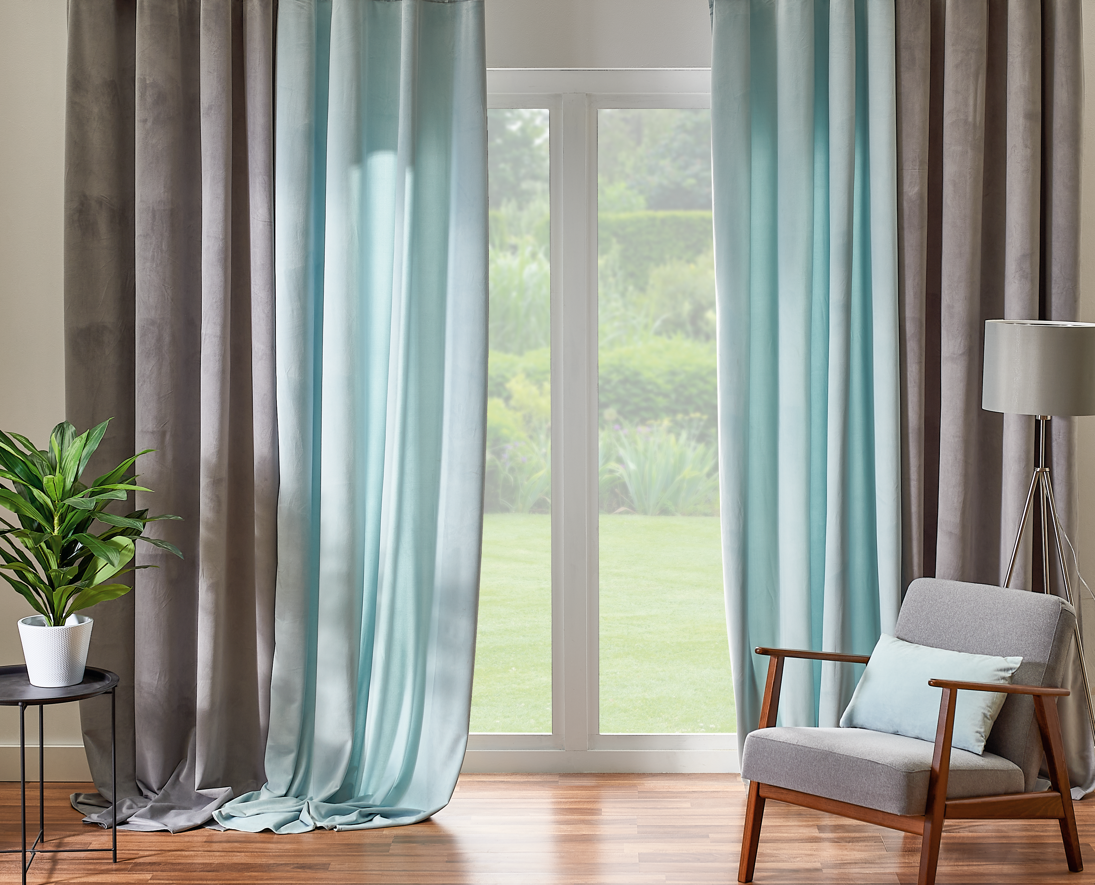 Zasłona welurowa Dubbo szara 140 x 280 cm na przelotkach Inspire - 5