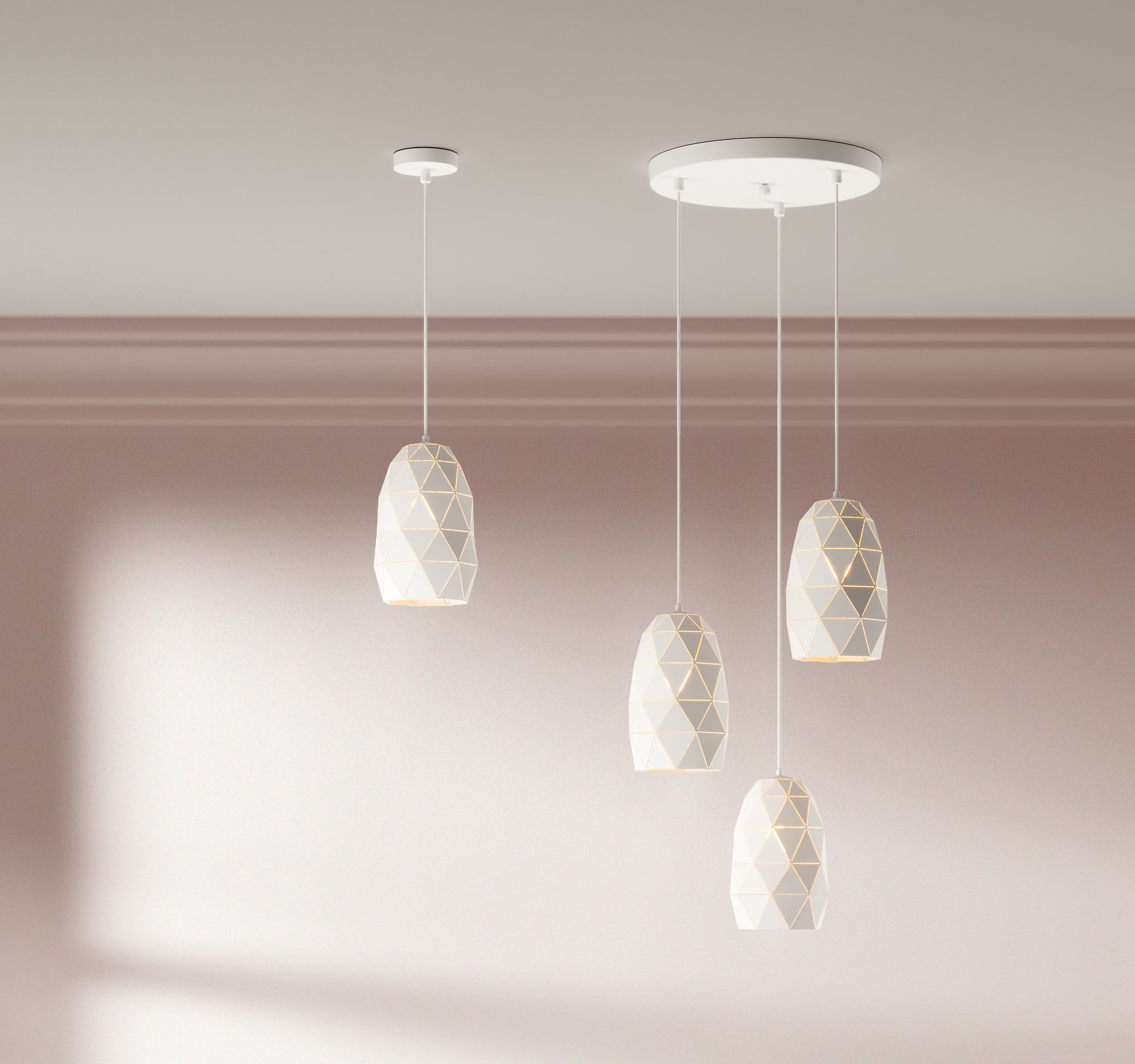 Lampa wisząca Harley biała 3 x E27 Italux - 3