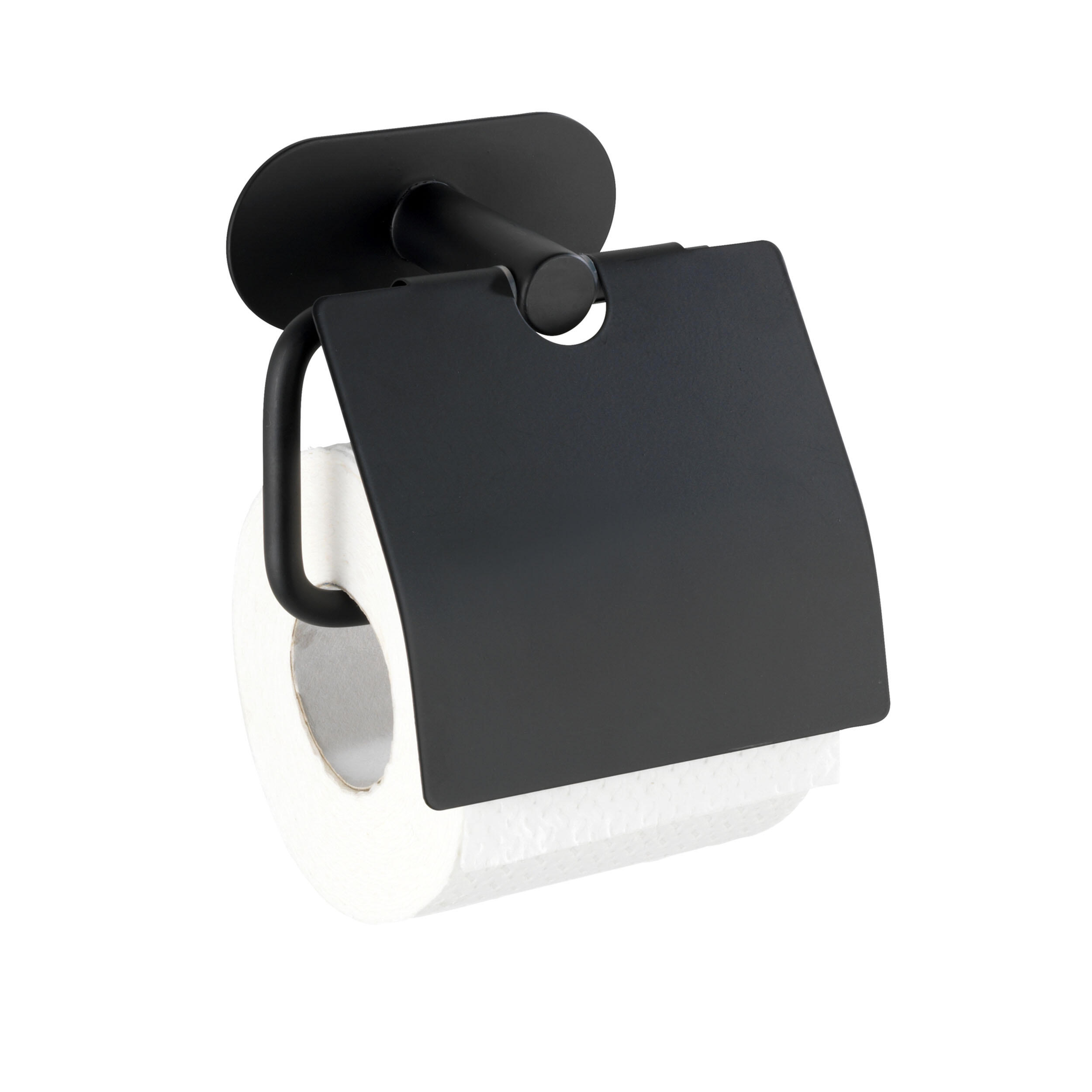 Portarrollos de papel higiénico orea negro adheviso o para atornillar o ventosa, encolado