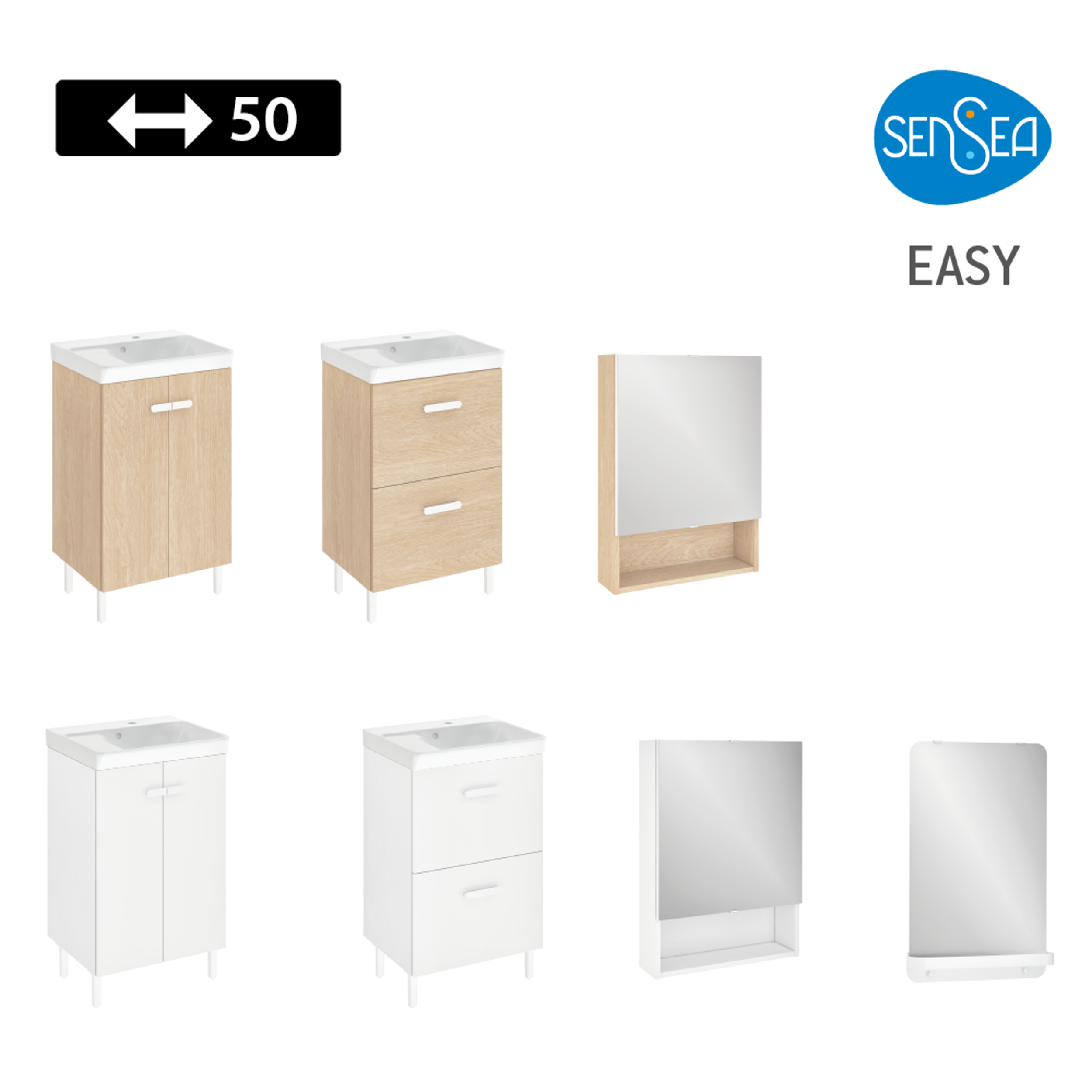 Pensile bagno Easy rovere in legno SENSEA, 1 anta apertura da sinistra P 16.3 x L 50 x H 70 cm - 5