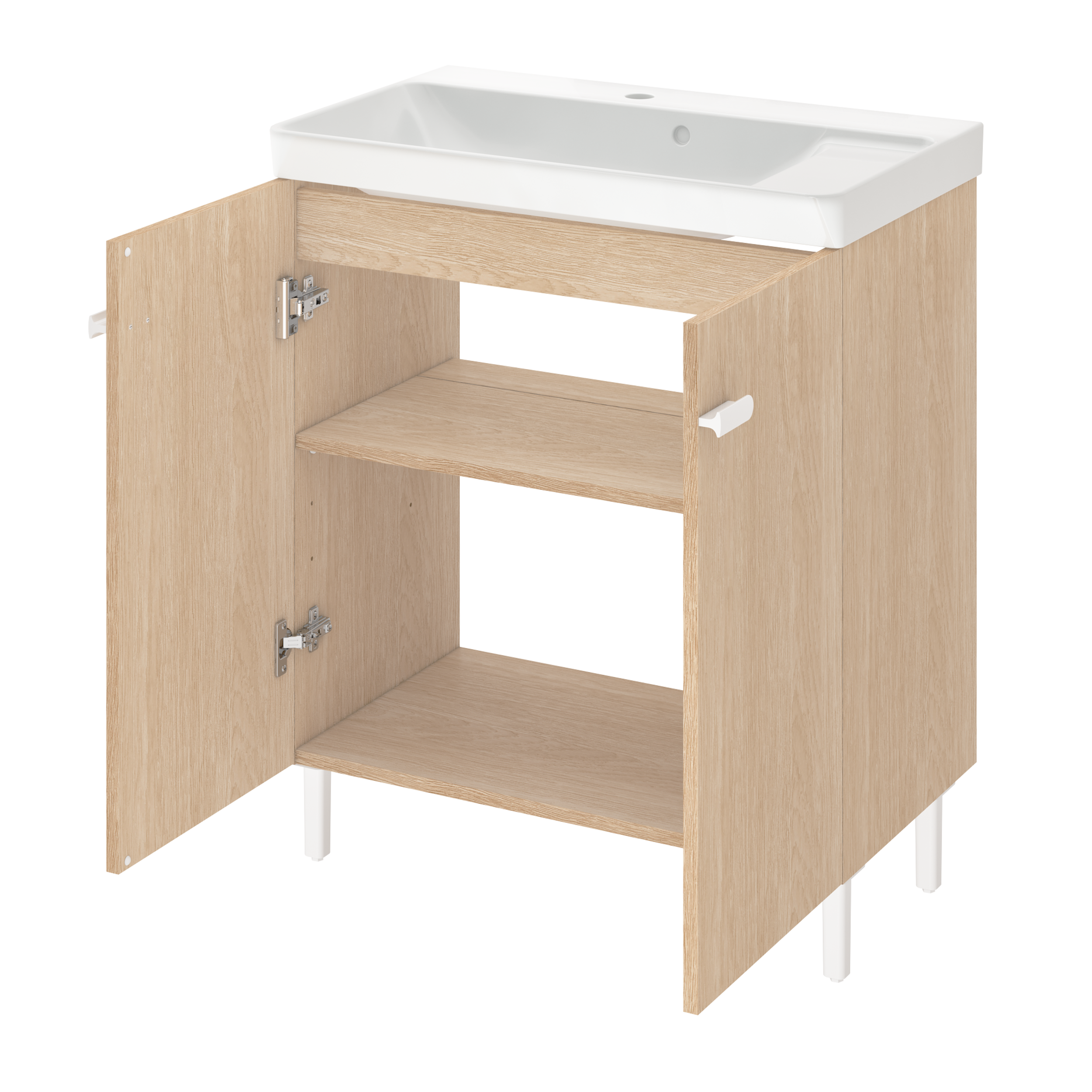 Mobile da bagno a terra L 70 x H 80 x P 40 cm rovere laccato opaco, 2 ante SENSEA Easy - 8