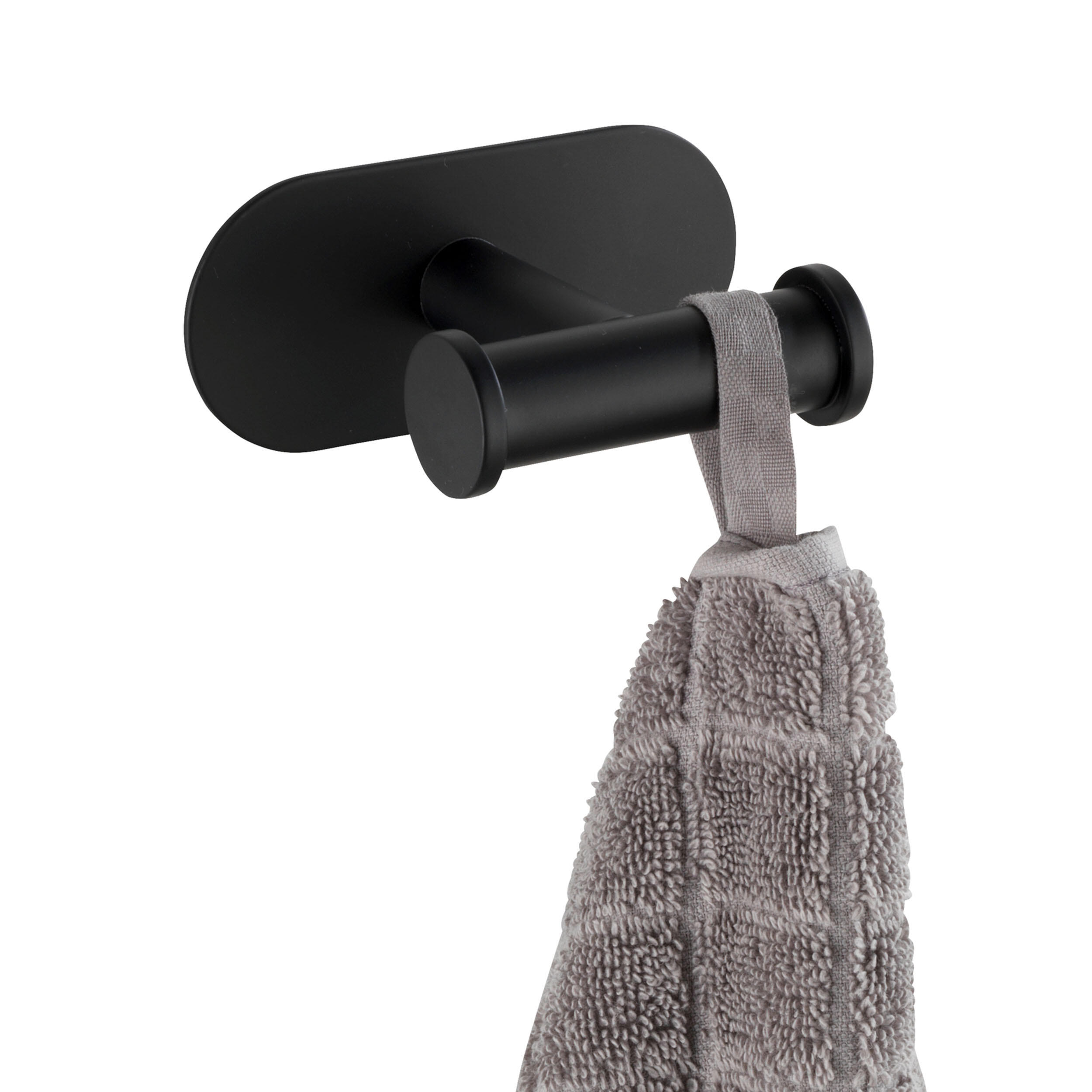 Gancho adhesivo Orea negro para baño, soporta hasta 10 Kg - 2