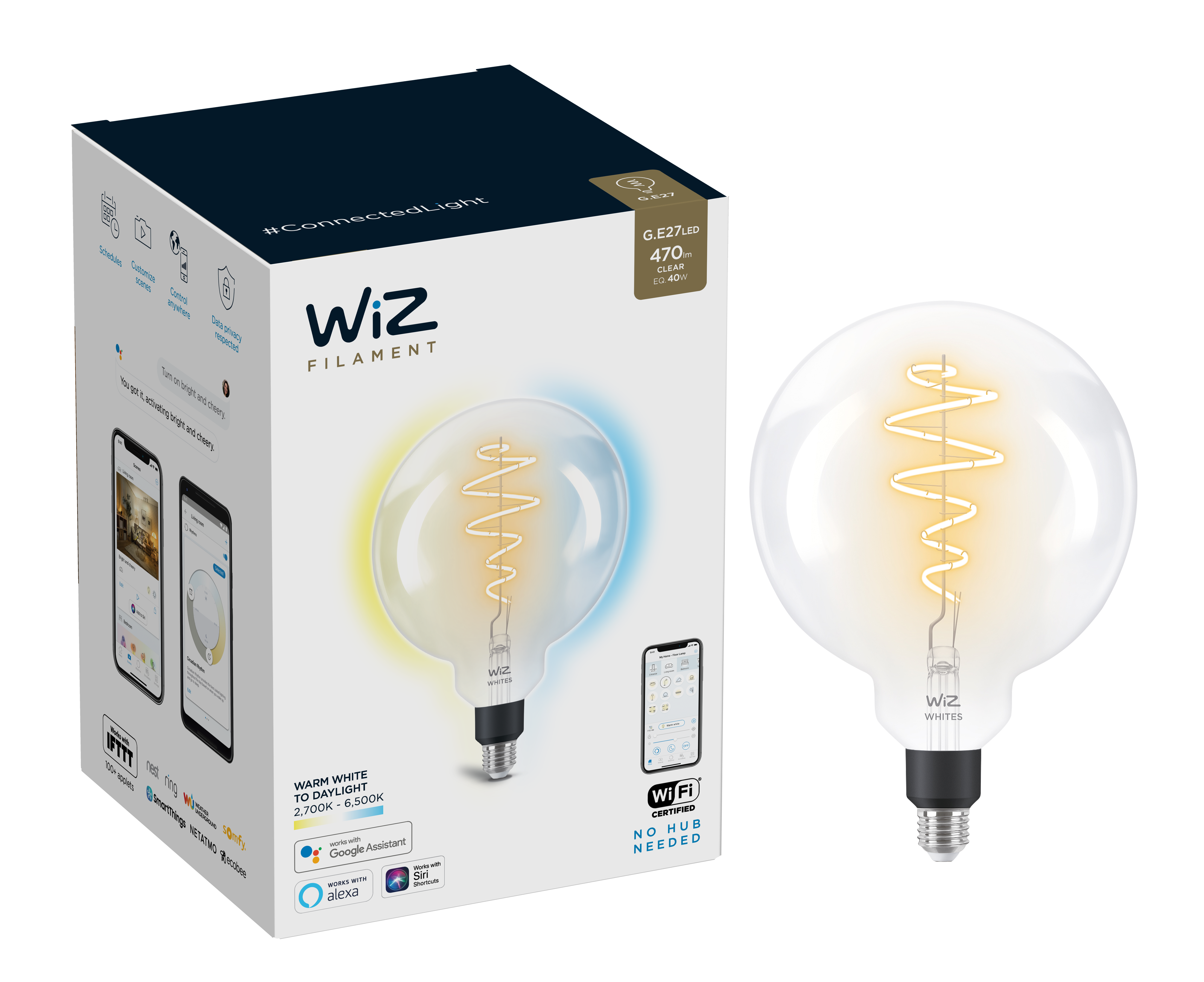 Żarówka Smart LED E27 6.5 W = 40 W 470 lm Wiz Smart lighting