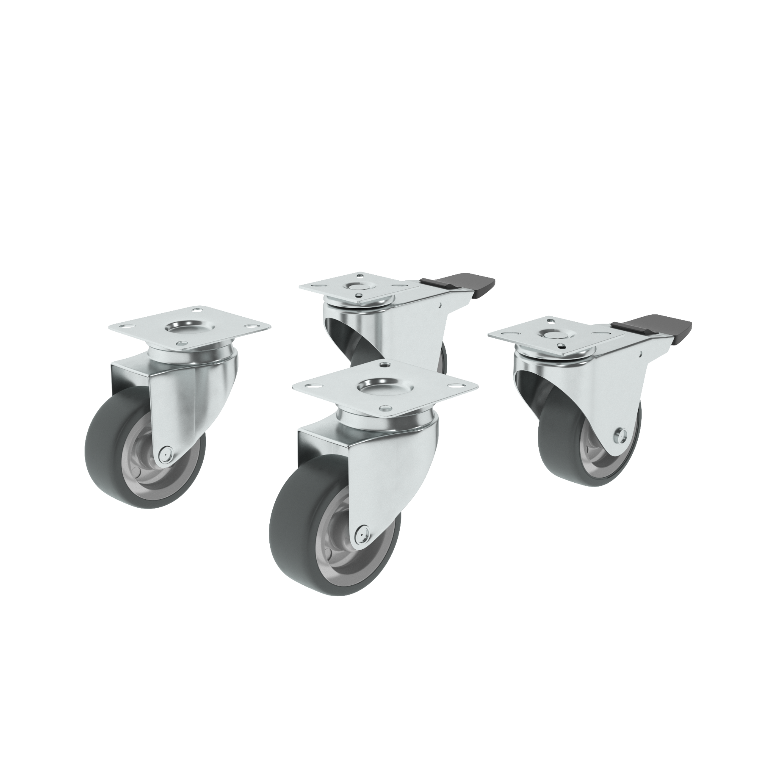 4 rueda giratoria con freno con placa , ø 50 mm, peso max. 40 kg