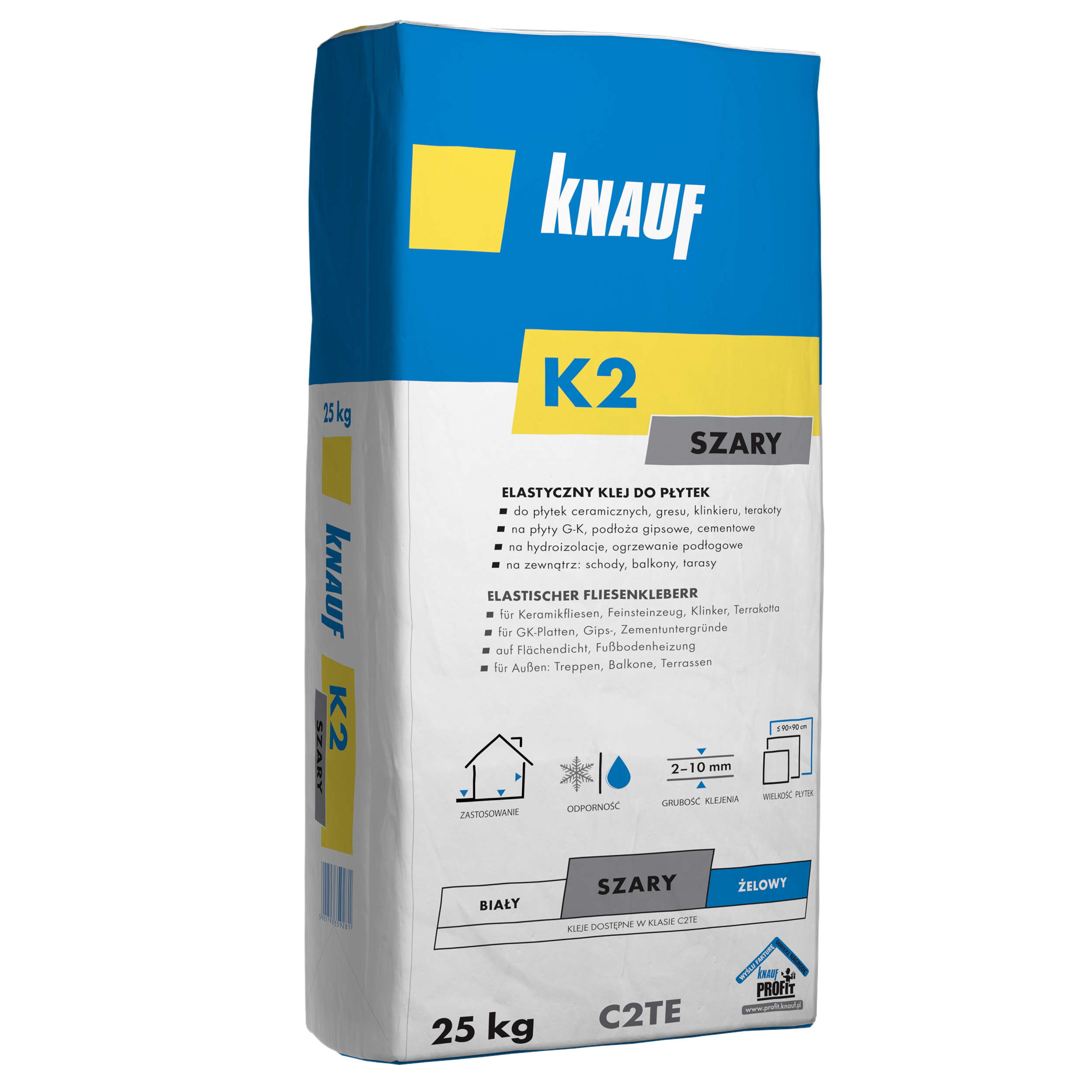 Klej do płytek ściennych elastyczny K2 szary 25 kg Knauf