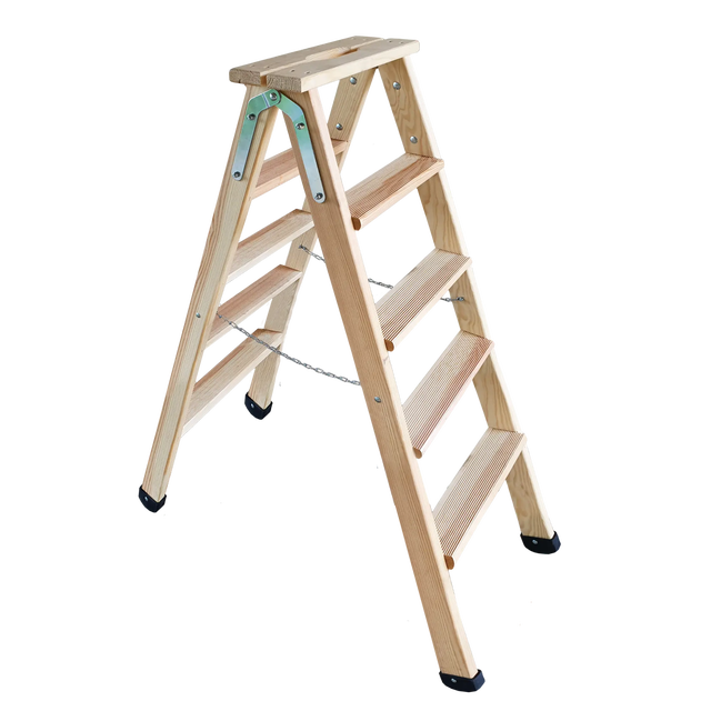 Drabina drewniana z szerokim stopniem 2 x 4