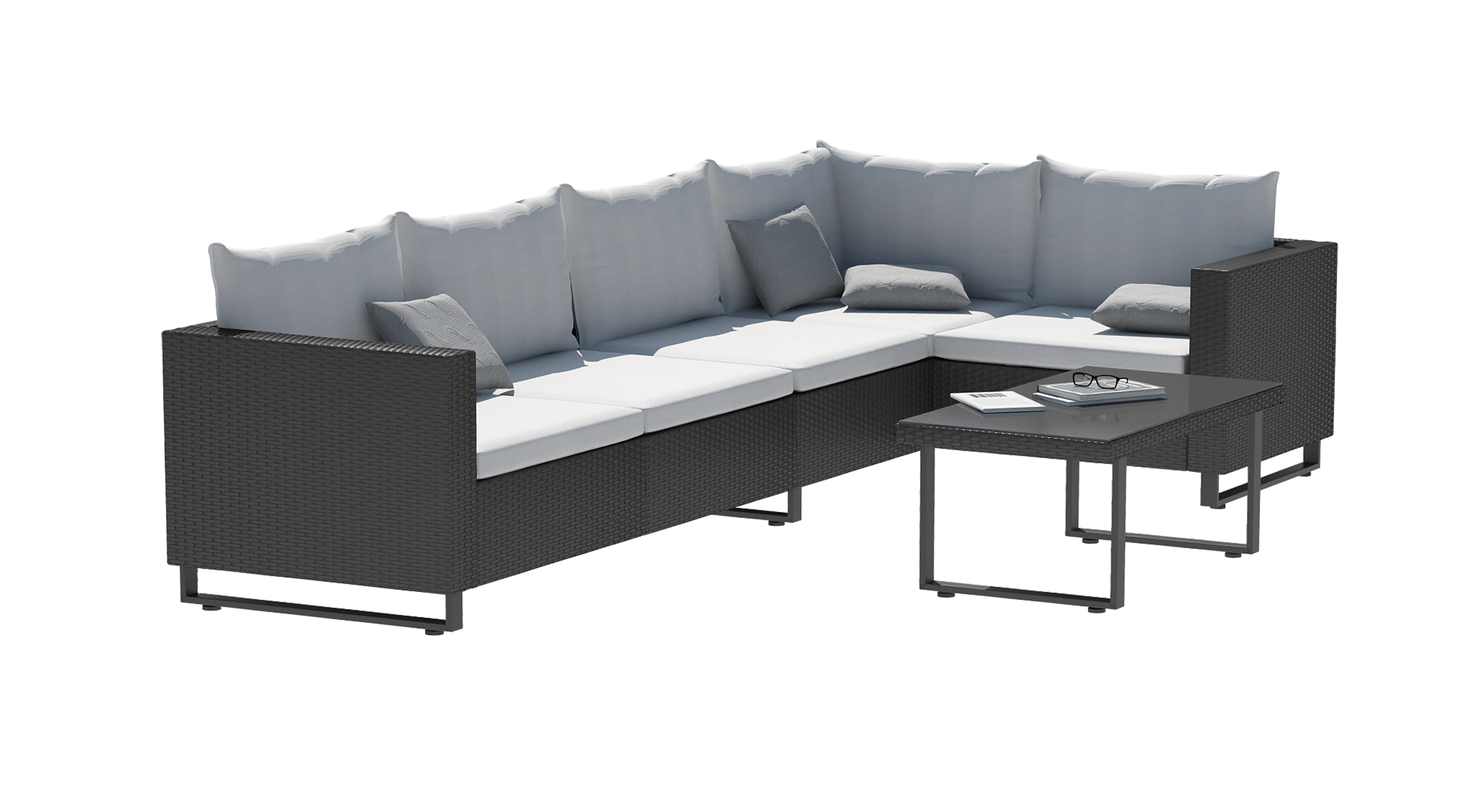 Poltrona centrale con cuscino grigio Noa NATERIAL, struttura in acciaio antracite seduta in rattan sintetico antracite, L 58 x H 62 x P 68 cm - 4