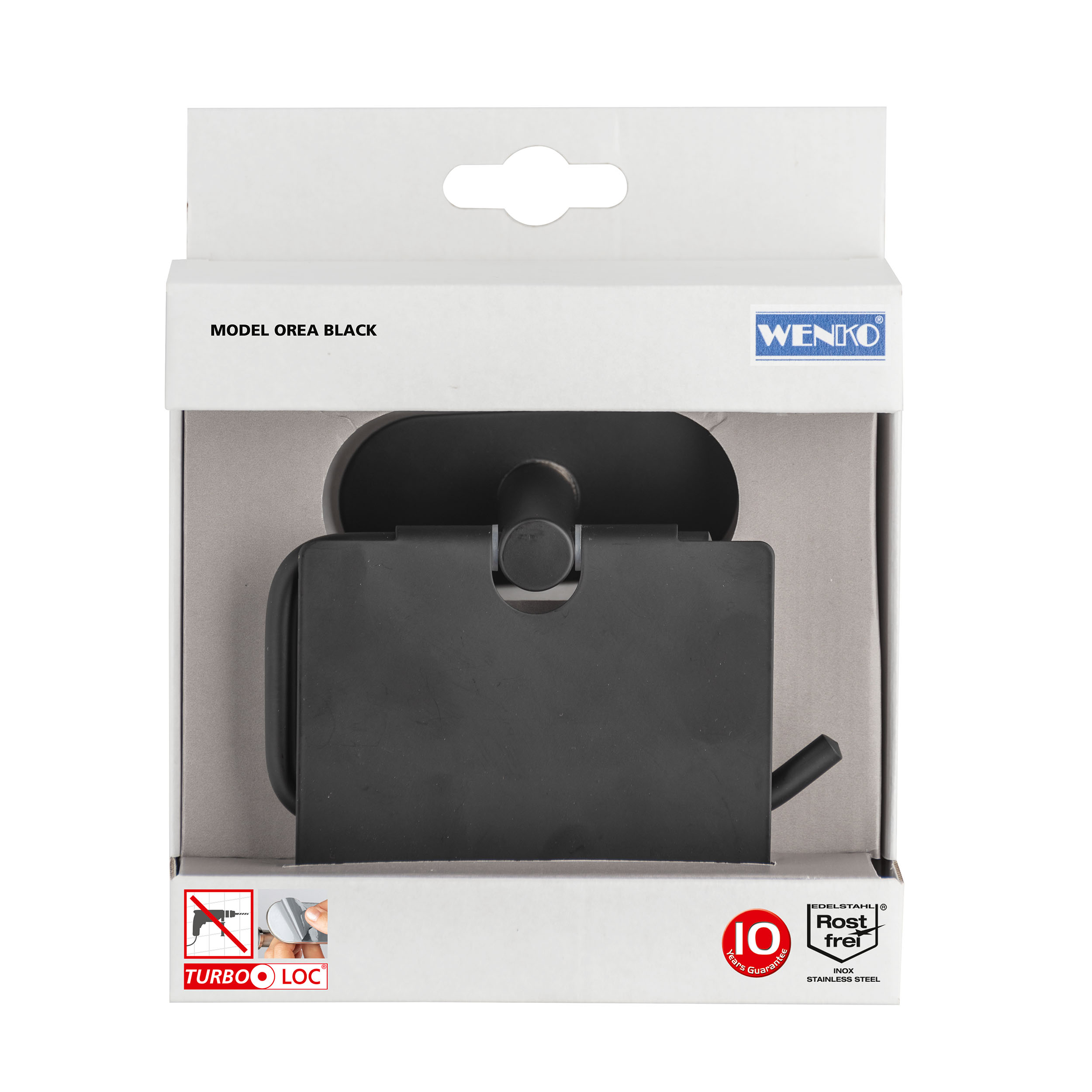 Portarrollos de papel higiénico Orea negro adheviso o para atornillar o ventosa, encolado - 11
