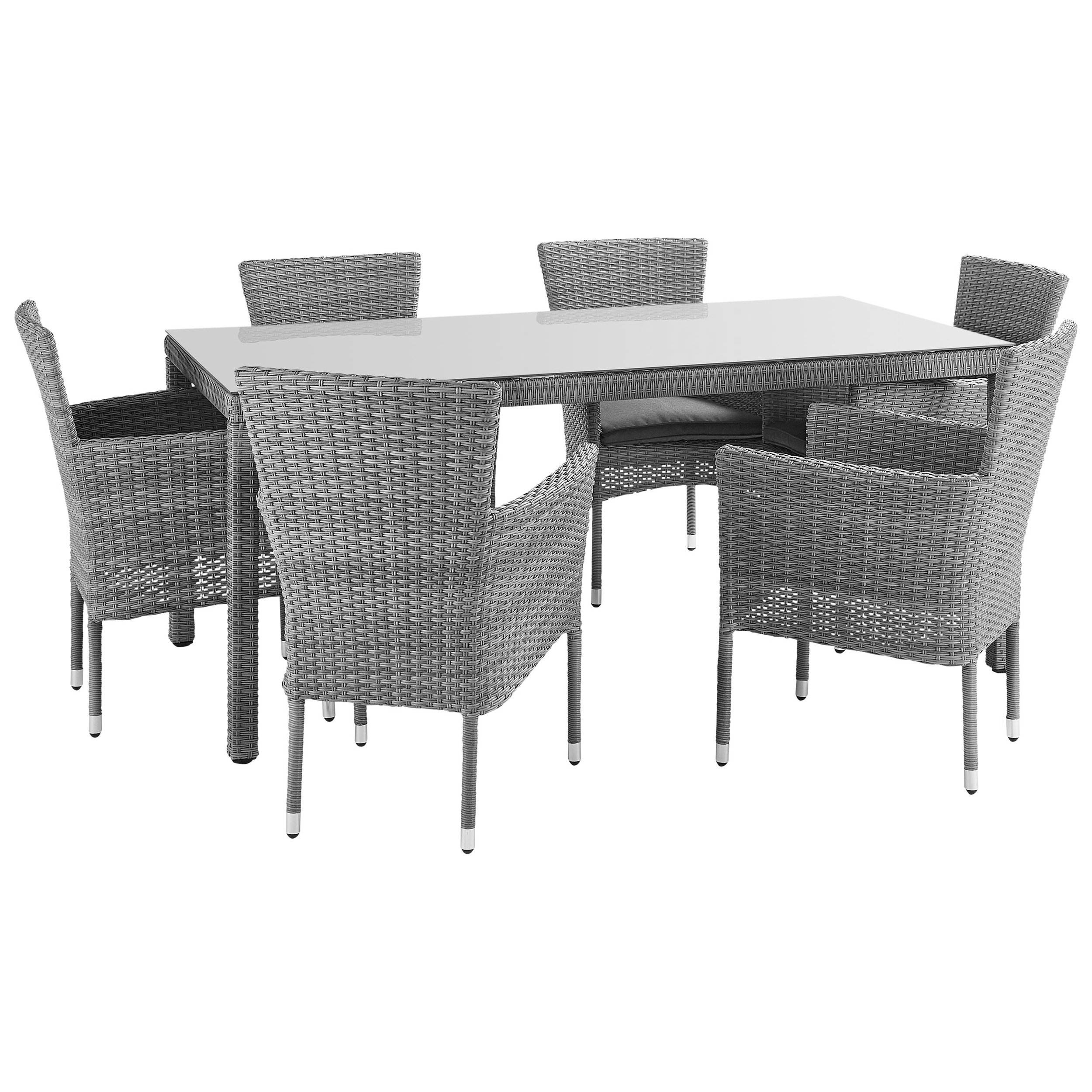 Conjunto 3 sillones de jardín con cojín de jardín de aluminio davos gris + funda