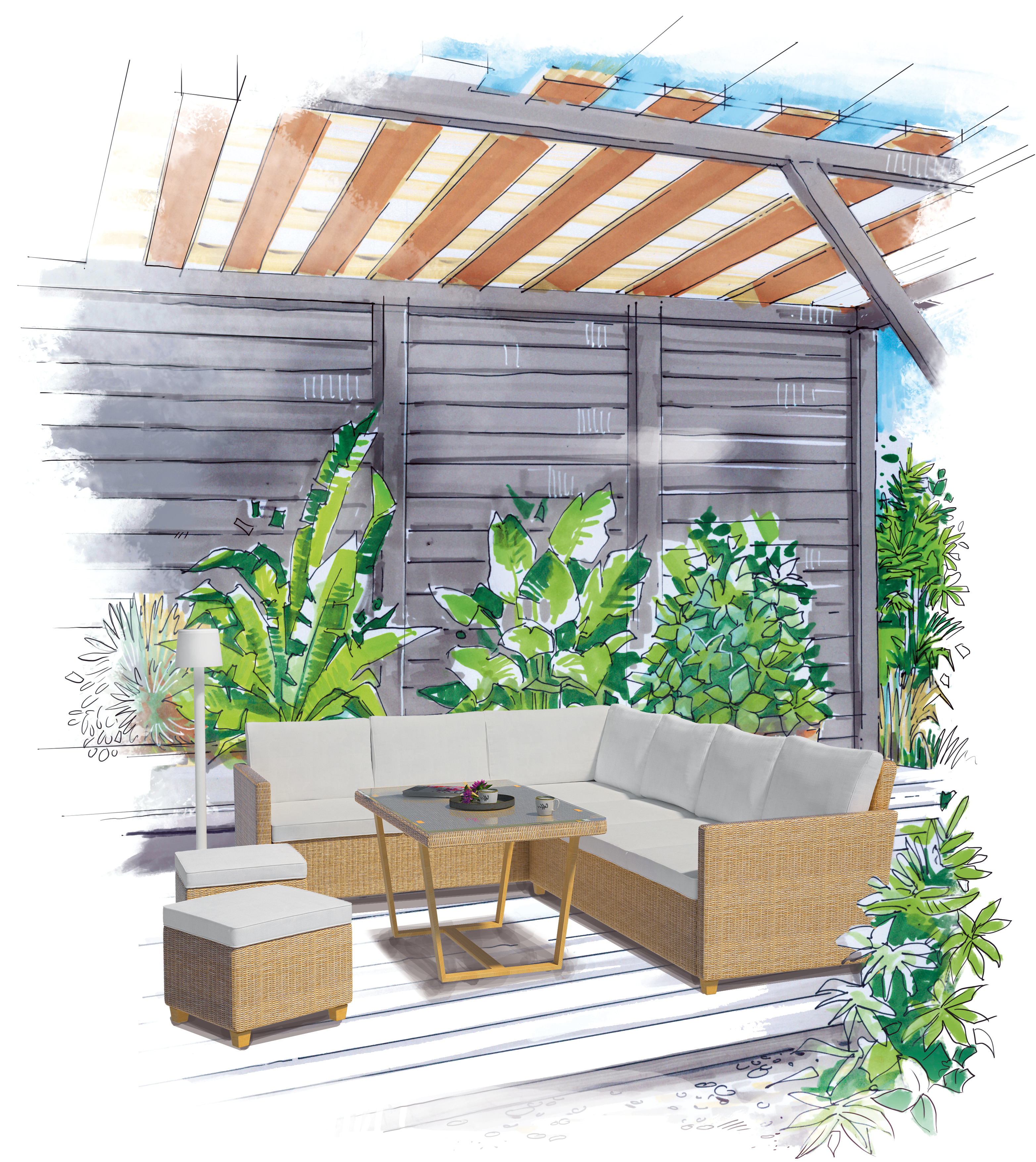 Meble ogrodowe zestaw Medena technorattanowe beżowe Naterial - 19