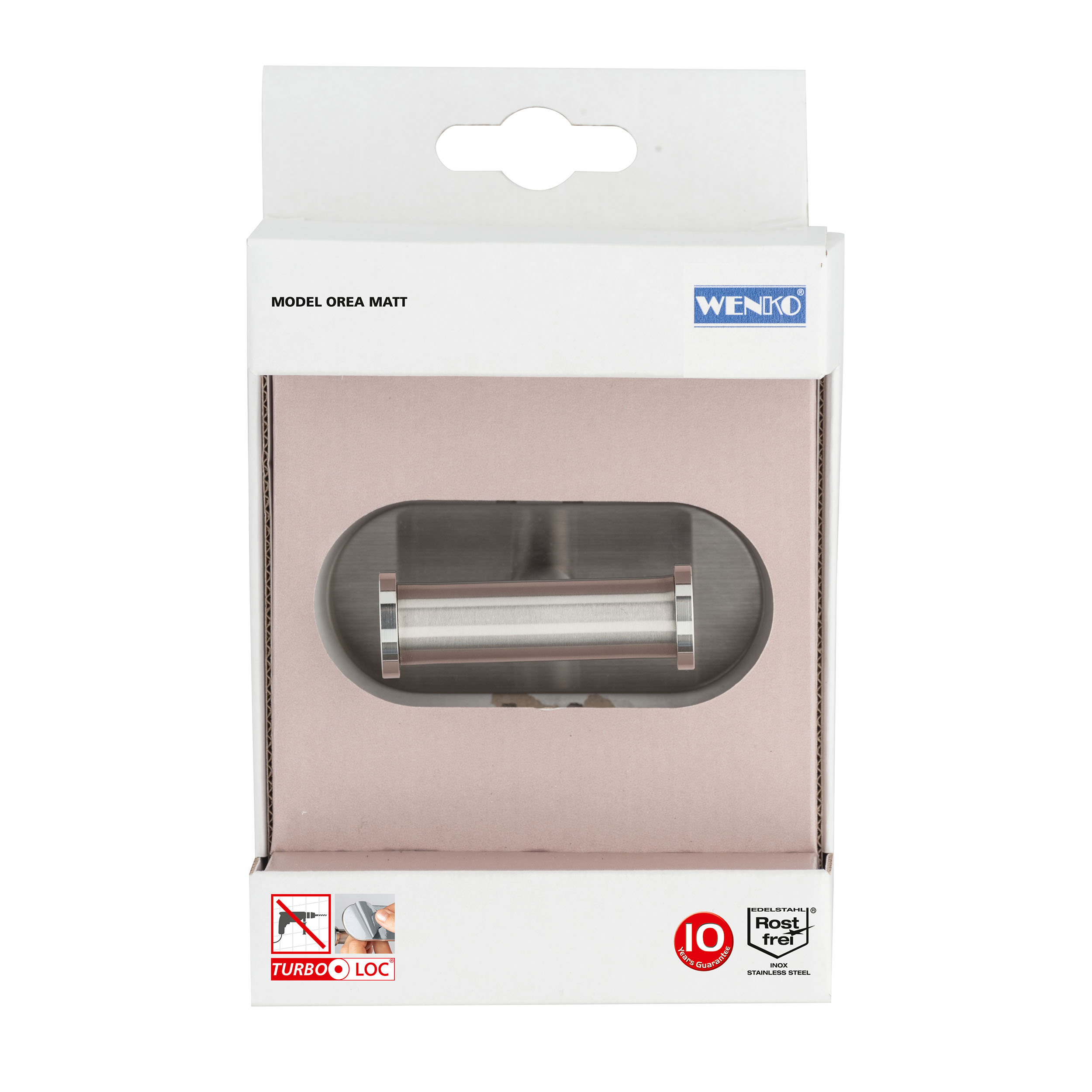 Gancio adesivo WENKO Appendiabiti doppio Orea lucido in inox  grigio 2 ganci H45 X L65 mm  portata max 10 Kg - 10