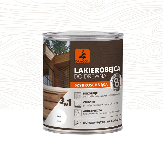 Lakierobejca do drewna szybkoschnąca 700 ml biała DRAGON
