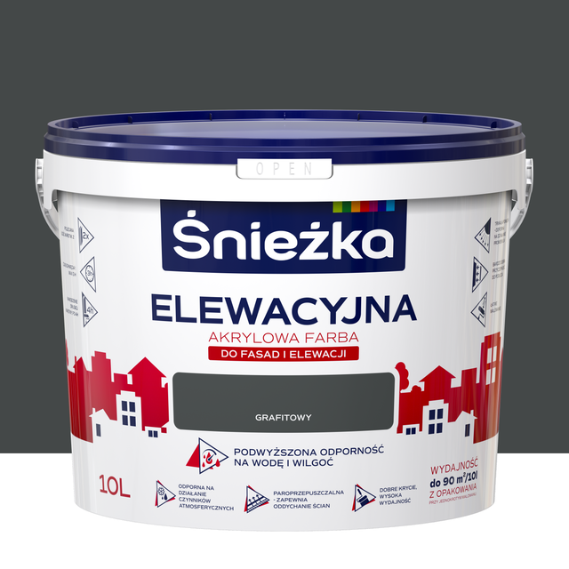 Farba elewacyjna akrylowa 10 l Grafitowy Śnieżka