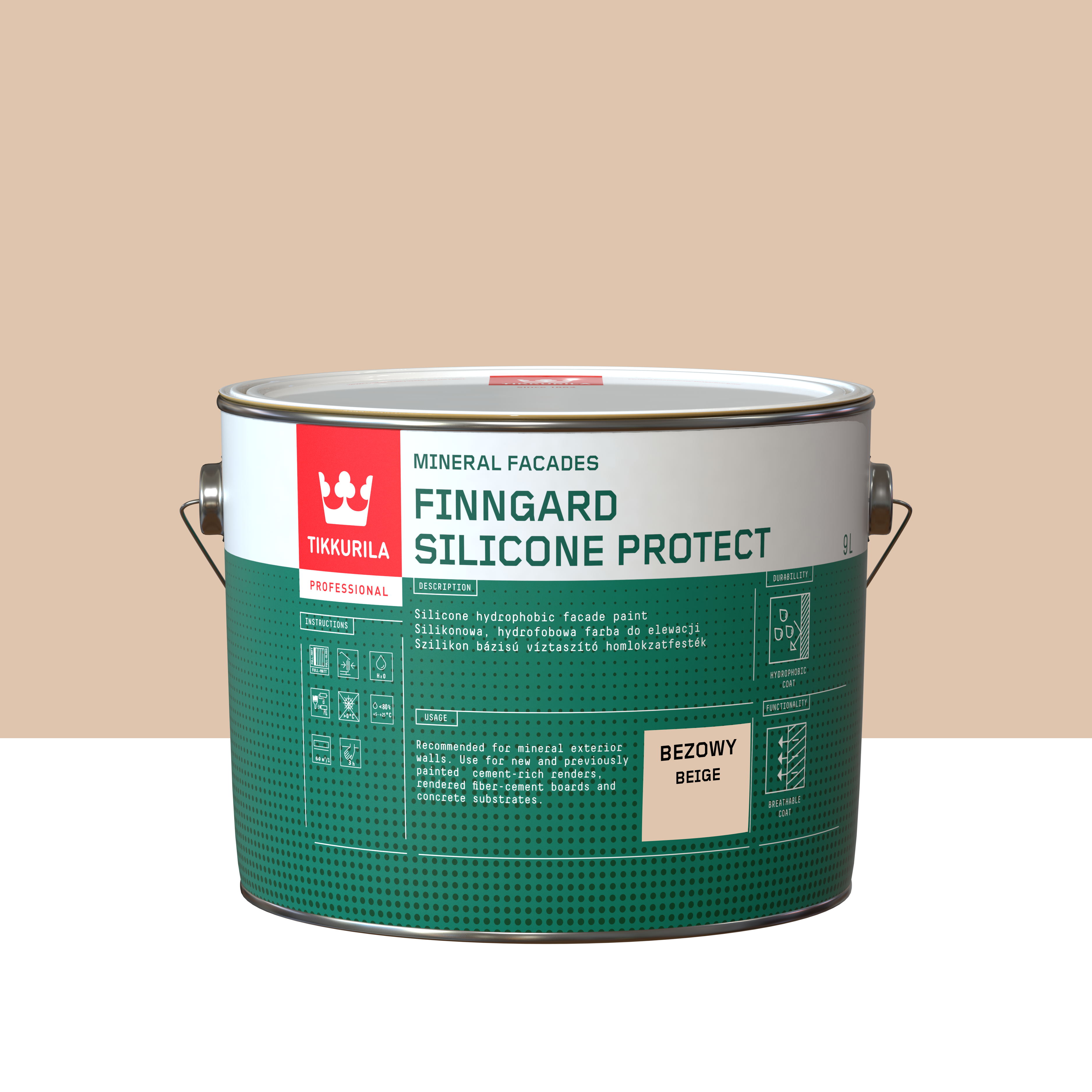 Farba silikonowa do elewacji 9 l Bezowy Tikkurila