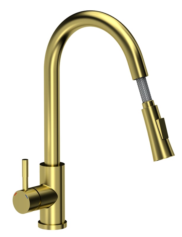 Bateria kuchenna z wyciąganą wylewką U 40 cm Erica Złota Quadron
