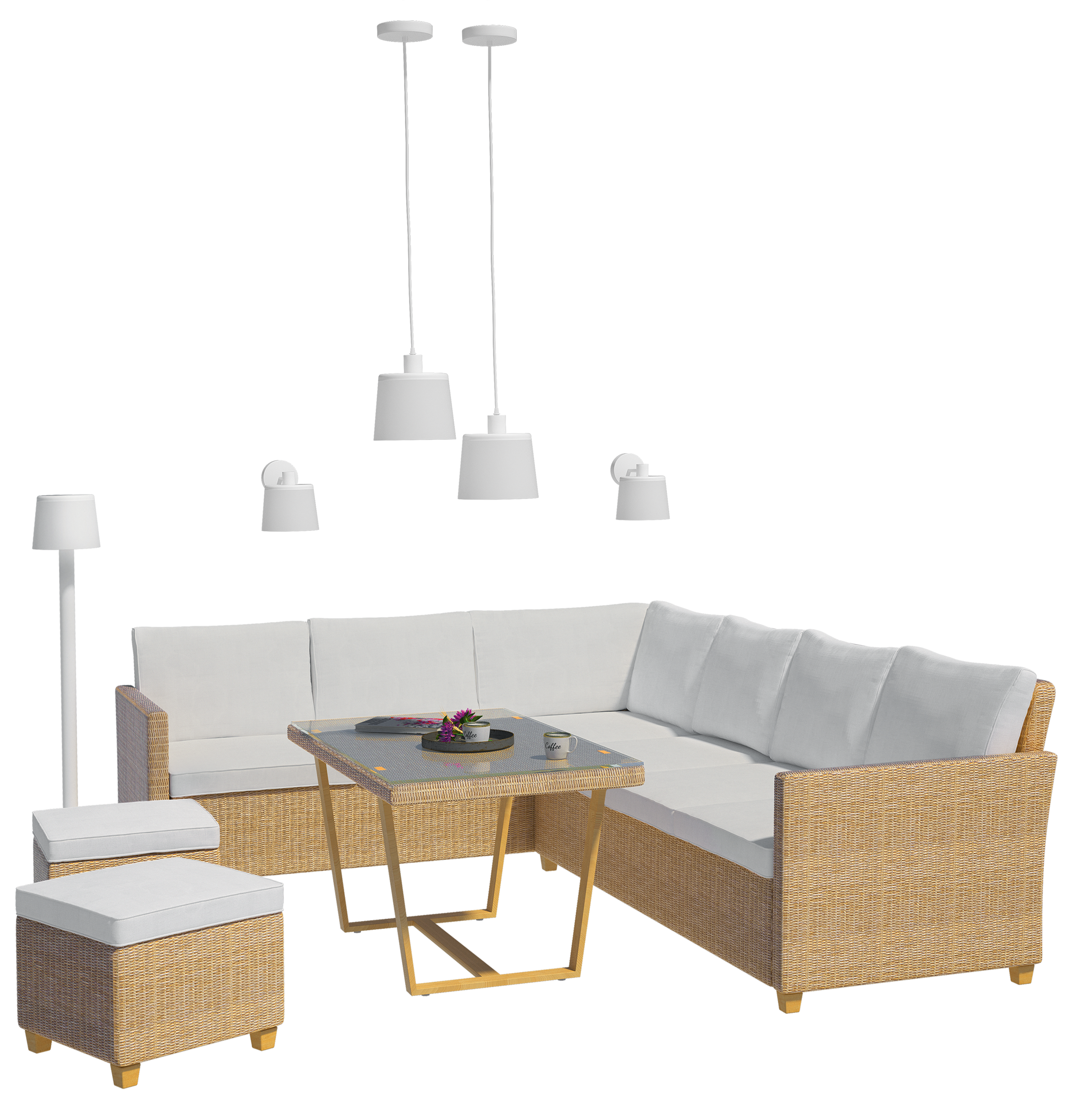 Meble ogrodowe zestaw Medena technorattanowe beżowe Naterial - 22