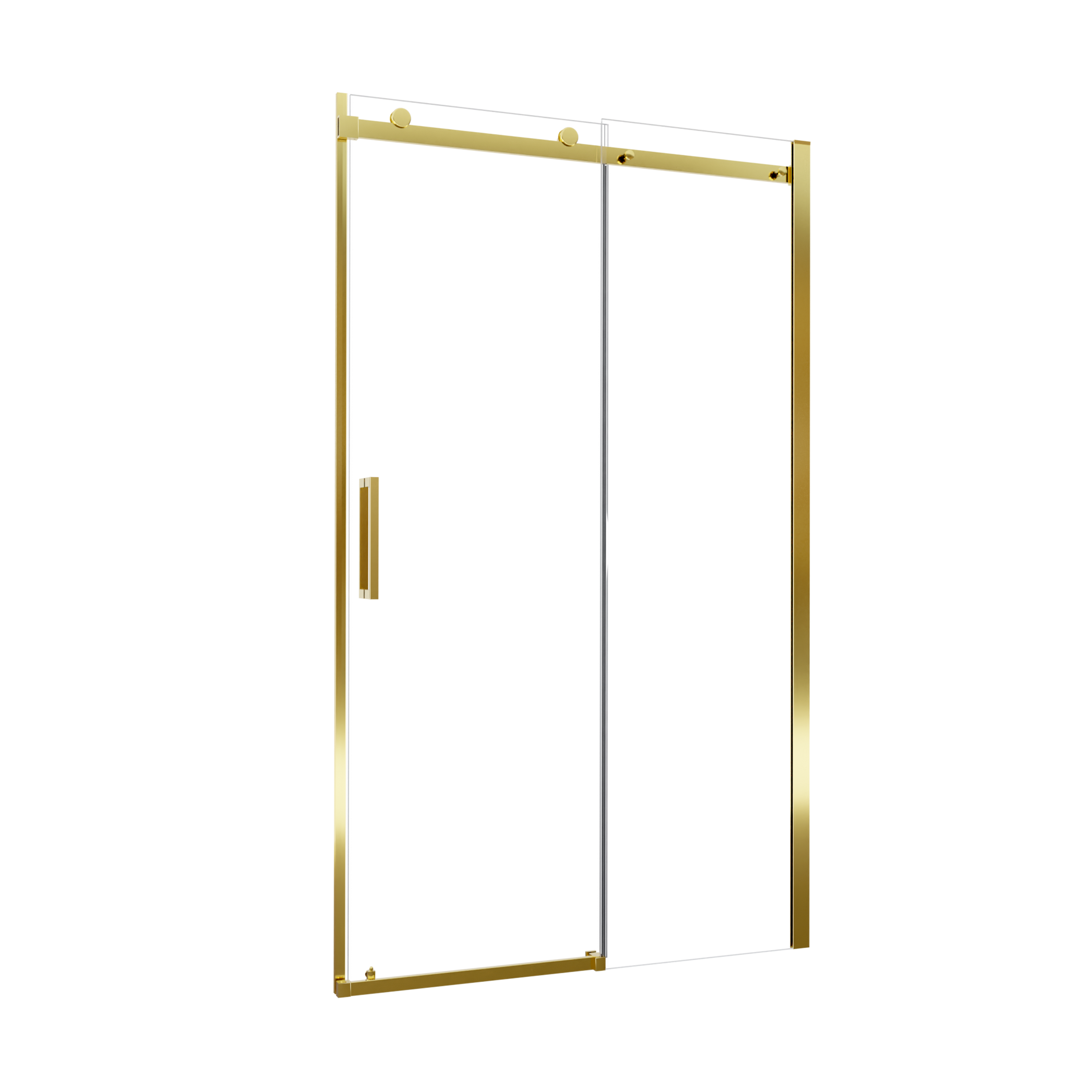 Drzwi prysznicowe przesuwne Laurena Gold 100 x 200 cm złote szkło transparentne Wellneo