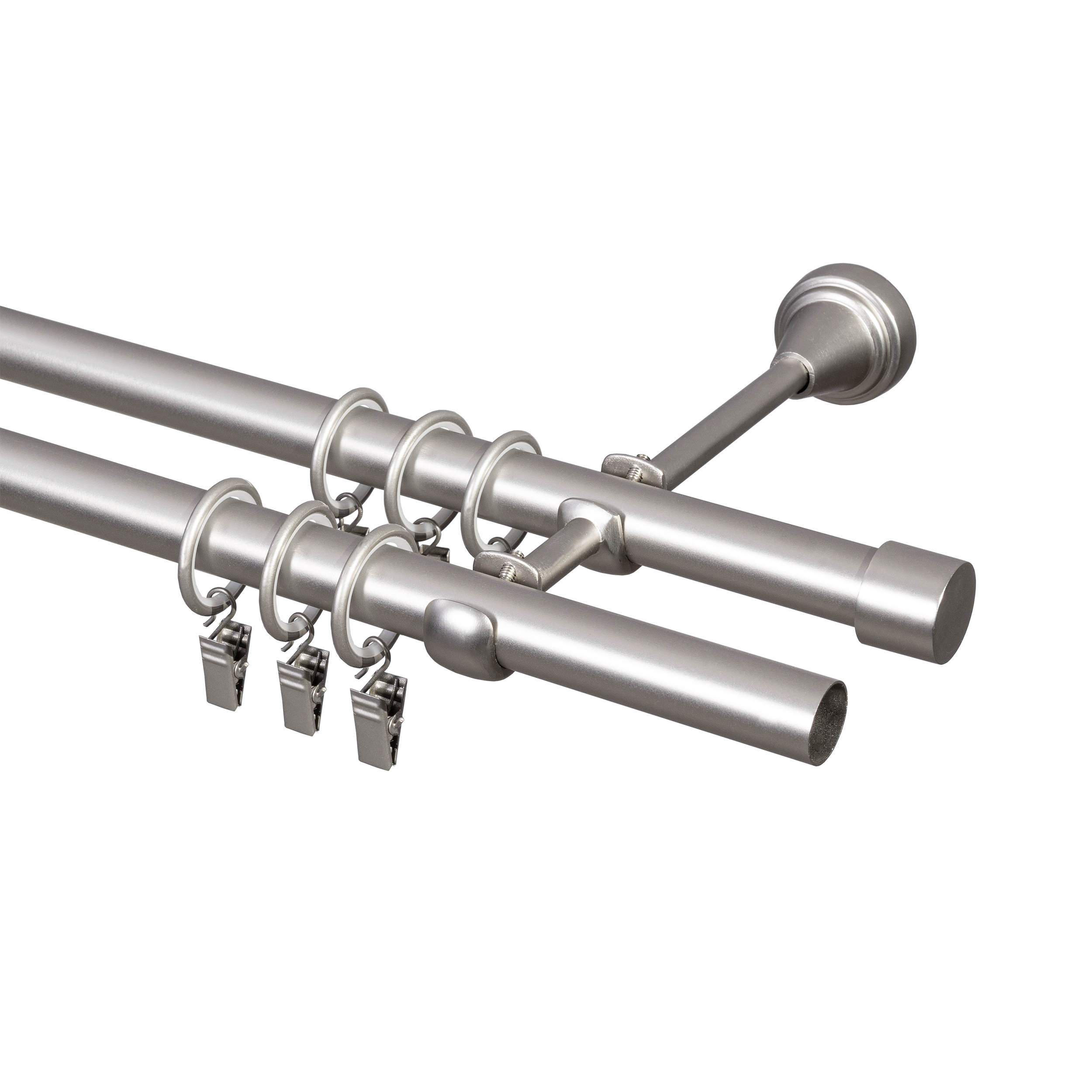 Karnisz Pół-Set 160 cm podwójny chrom satyna 19 mm