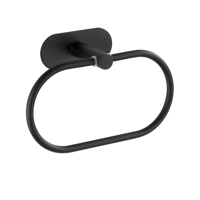 Toallero de aro negro mate para pegar Orea 20.5x12.5x7.5 cm