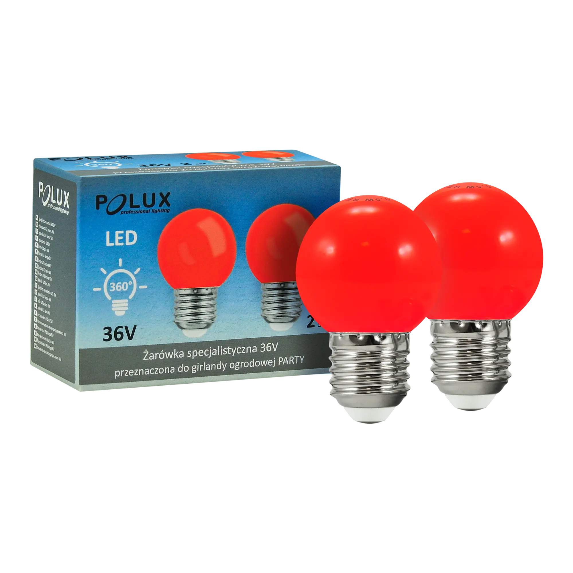 Żarówka LED E27 2 szt. Party 36 V Czerwona Polux - 3