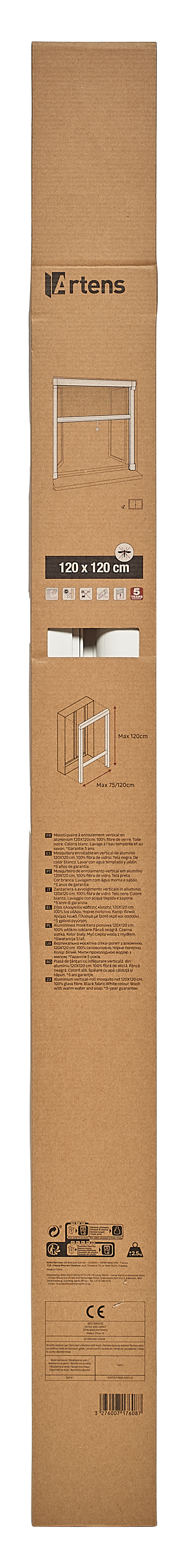 Moskitiera na okno 120x120 cm Biało/Czarna z możliwością przesuwania w pionie Isoxa - 16