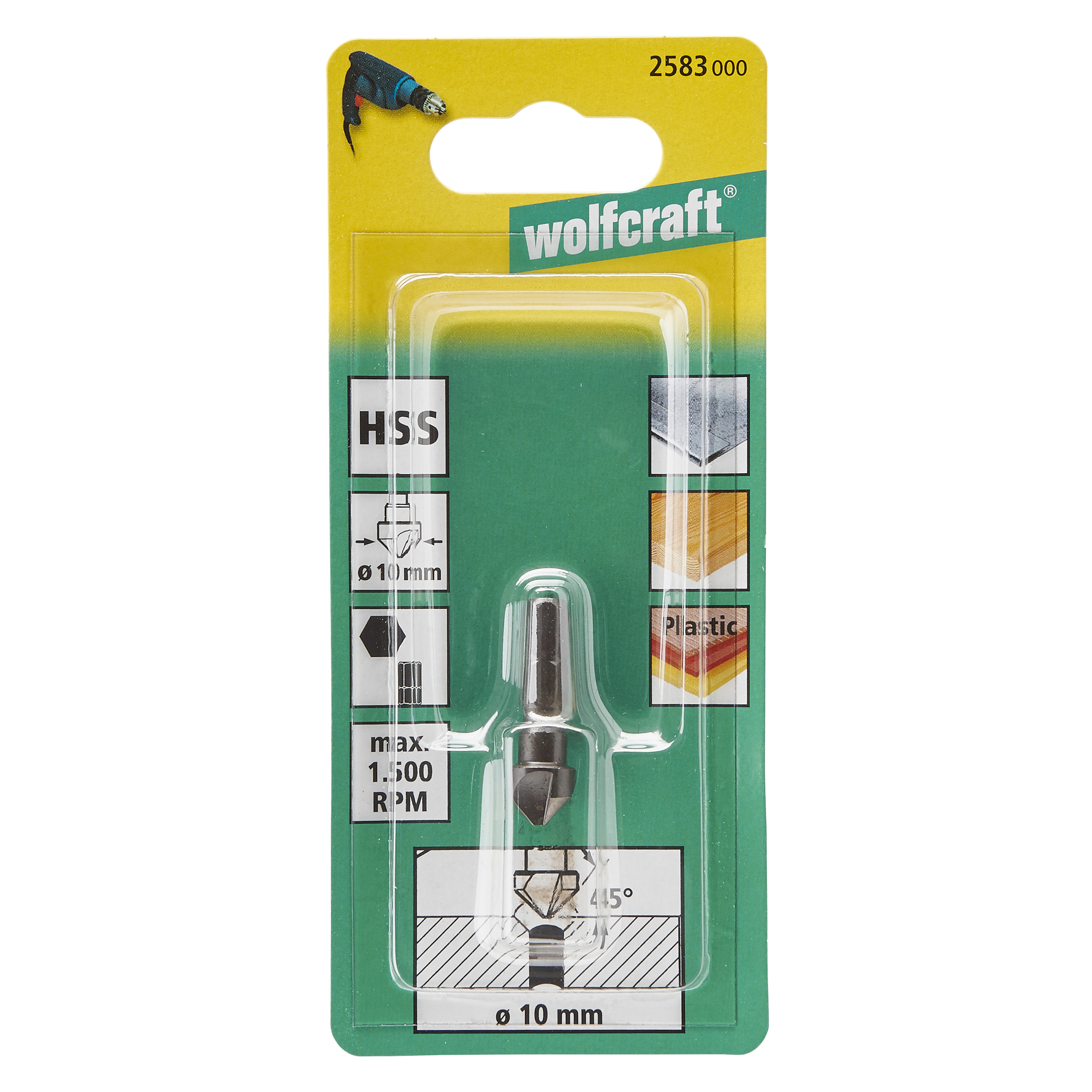 Pogłębiacz stożkowy HSS, trzpień sześciokątny 10 mm 2583000 WOLFCRAFT - 2