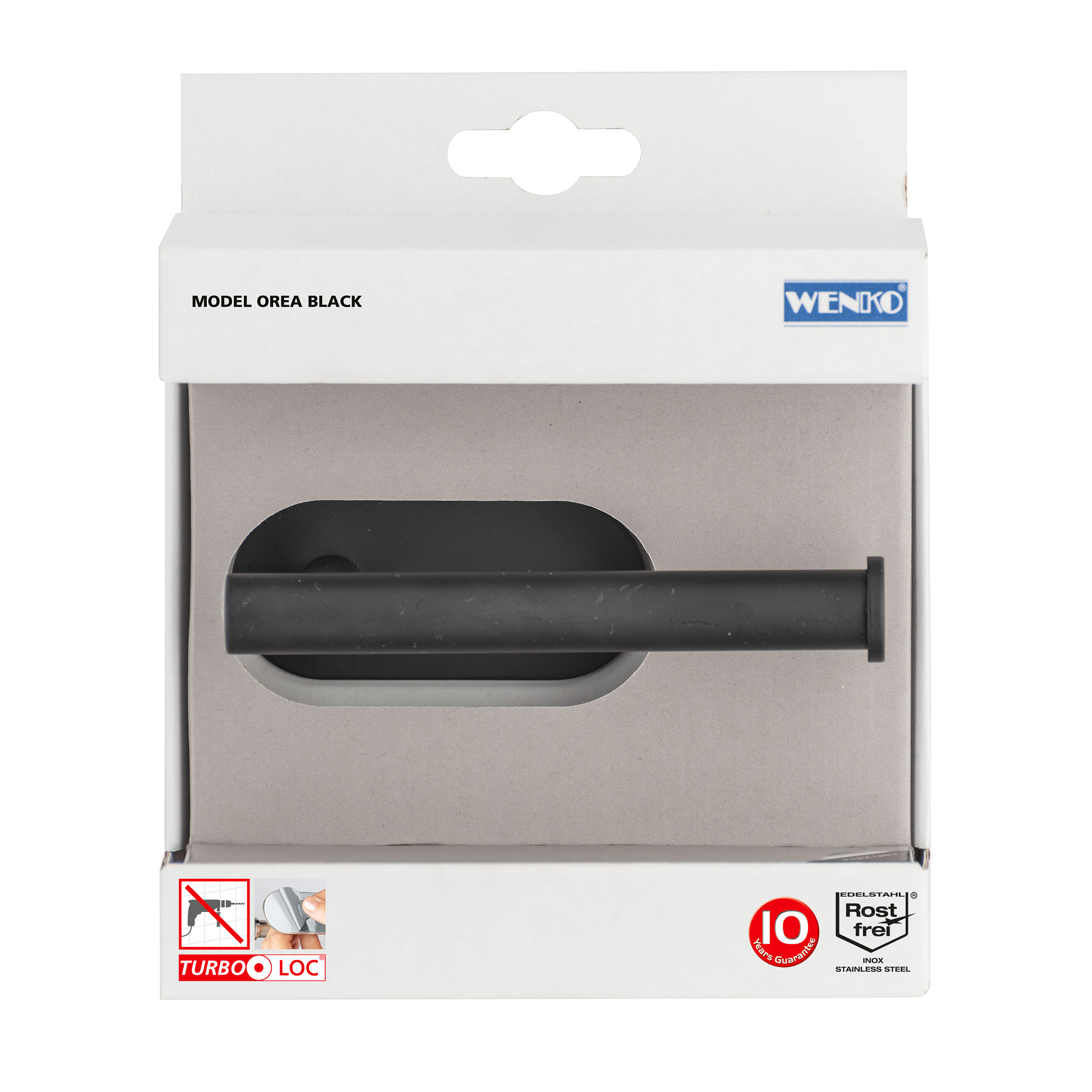 Portarrollos de papel higiénico Orea negro barnizado adhesivo - 11