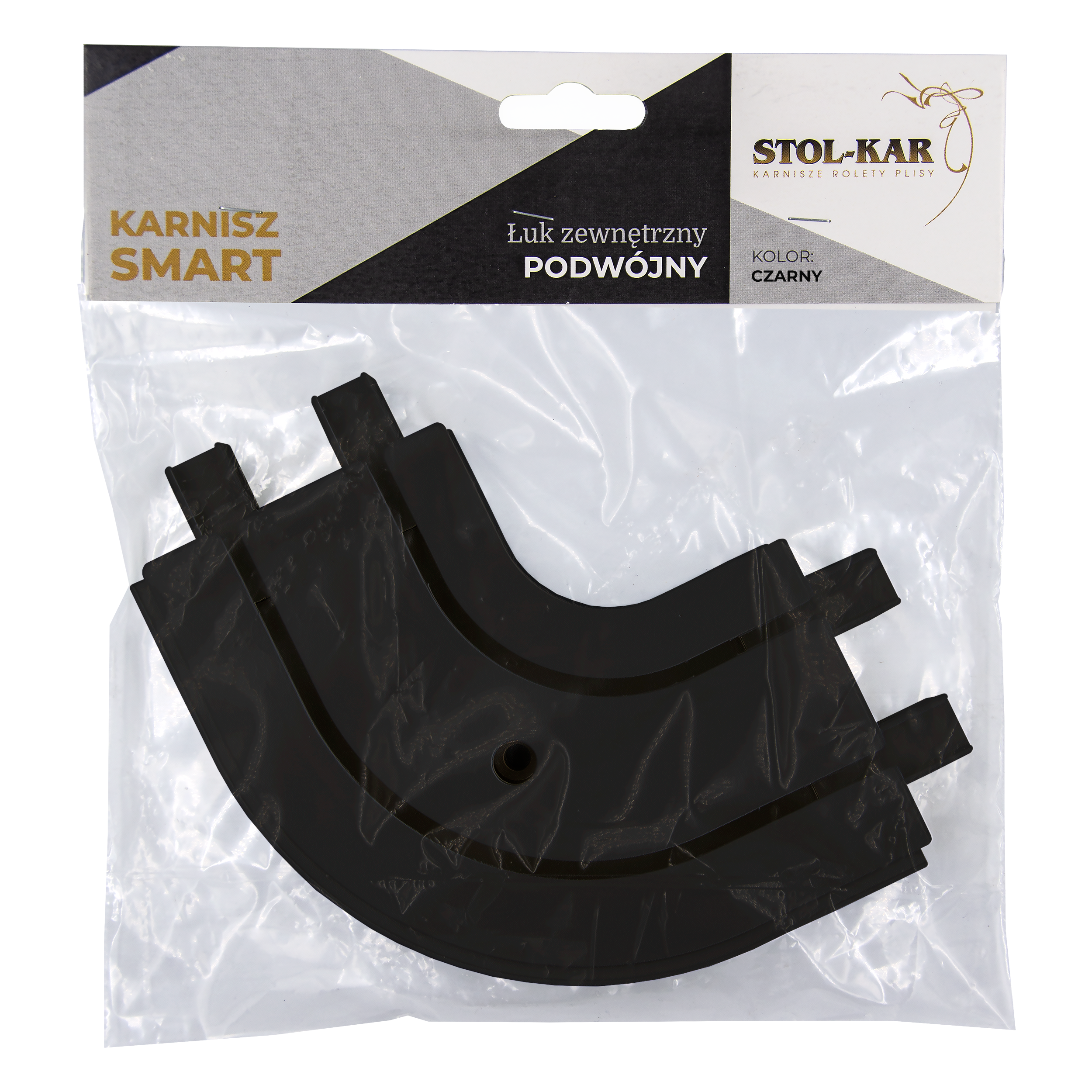 Łuk zewnętrzny do szyny sufitowej 2-torowej 25 cm czarny - 2