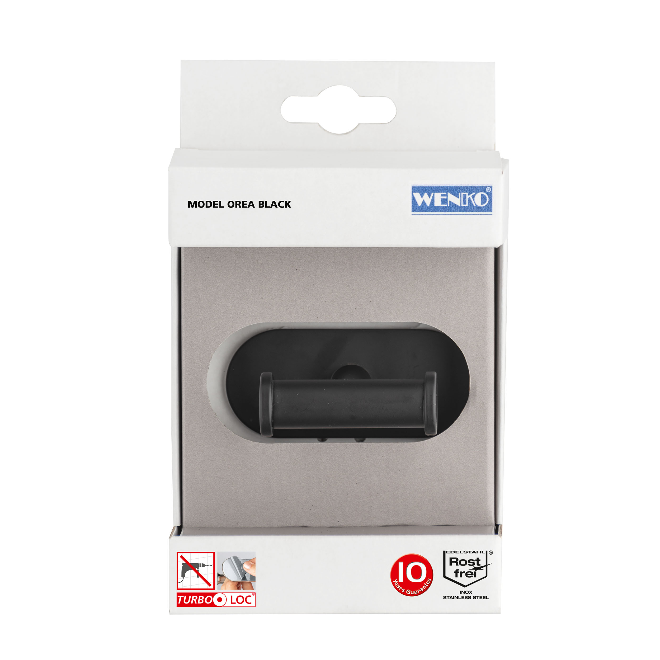 Gancio adesivo WENKO Appendiabiti doppio Orea in inox  nero 2 ganci H45 X L65 mm  portata max 10 Kg - 11
