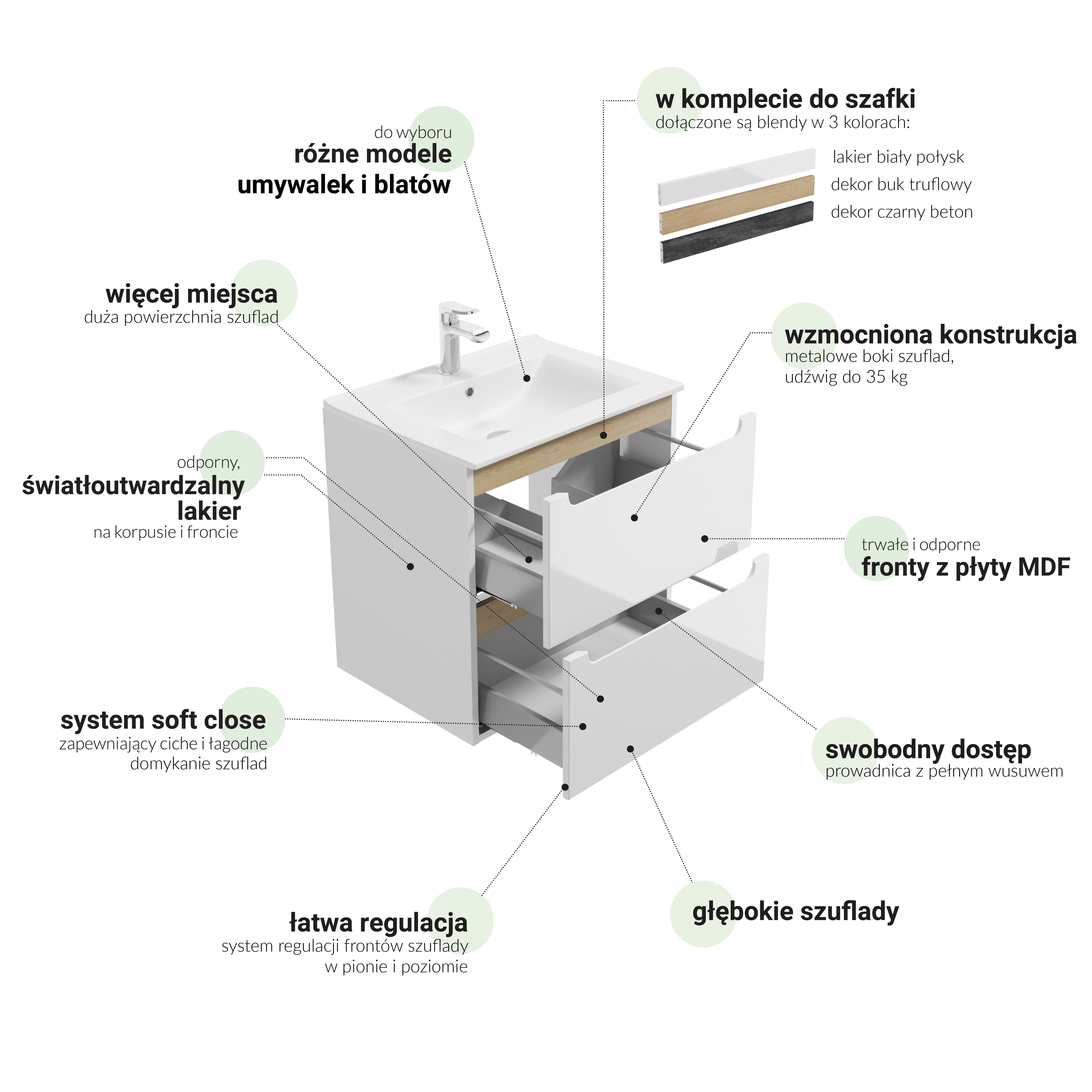 Szafka pod umywalkę Stilla (3 listwy) 60 Defra - 22