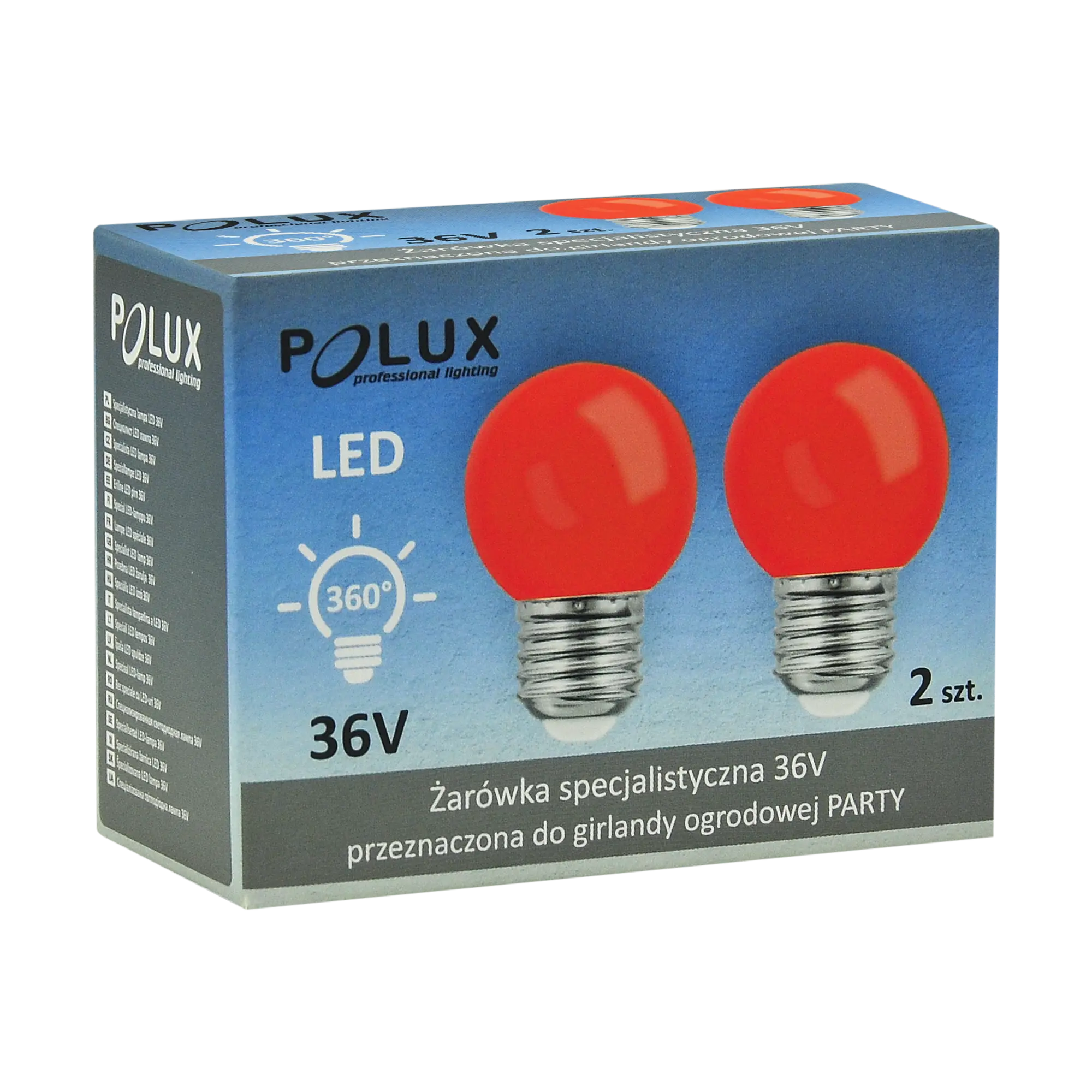 Żarówka LED E27 2 szt. Party 36 V Czerwona Polux - 4