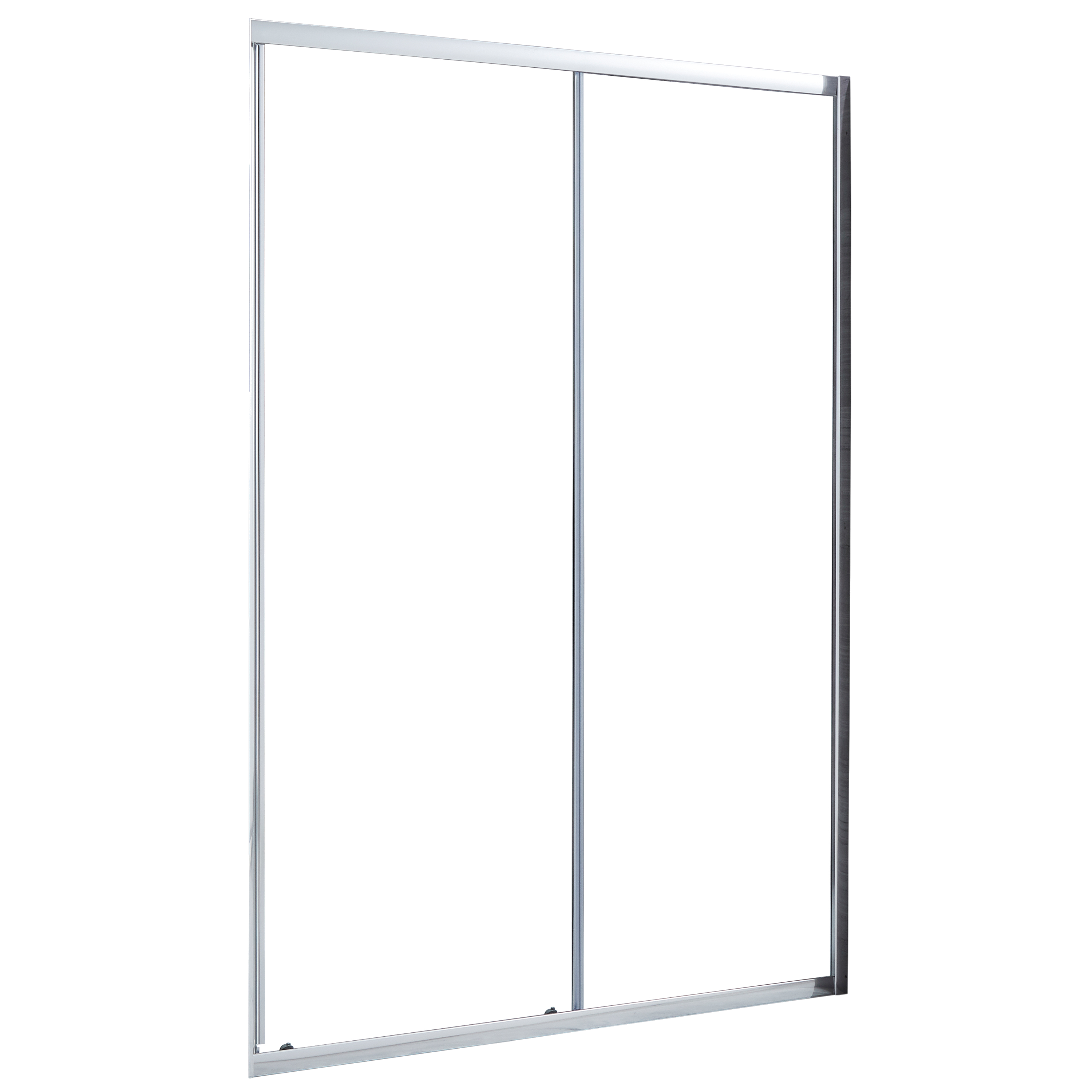 Mampara de ducha frontal 1 fijo + 1 puerta corredera transparente Essential perfil aluminio cromo (137-140)x185 cm cristal 4 mm cierre magnético con guía inferior marca Sensea - 9