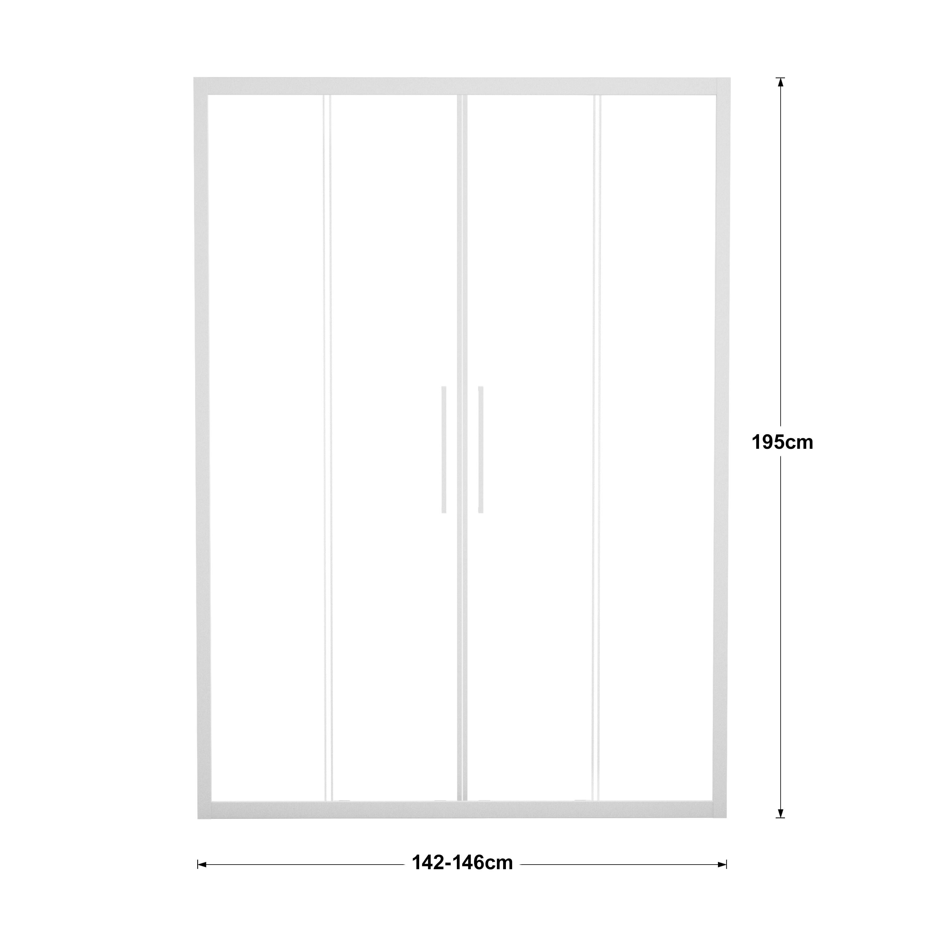 Porta doccia scorrevole L 142-146 cm x H 195 cm, per nicchia in vetro trasparente SP. 6 mm, profilo opaco bianco, serie Record - 9