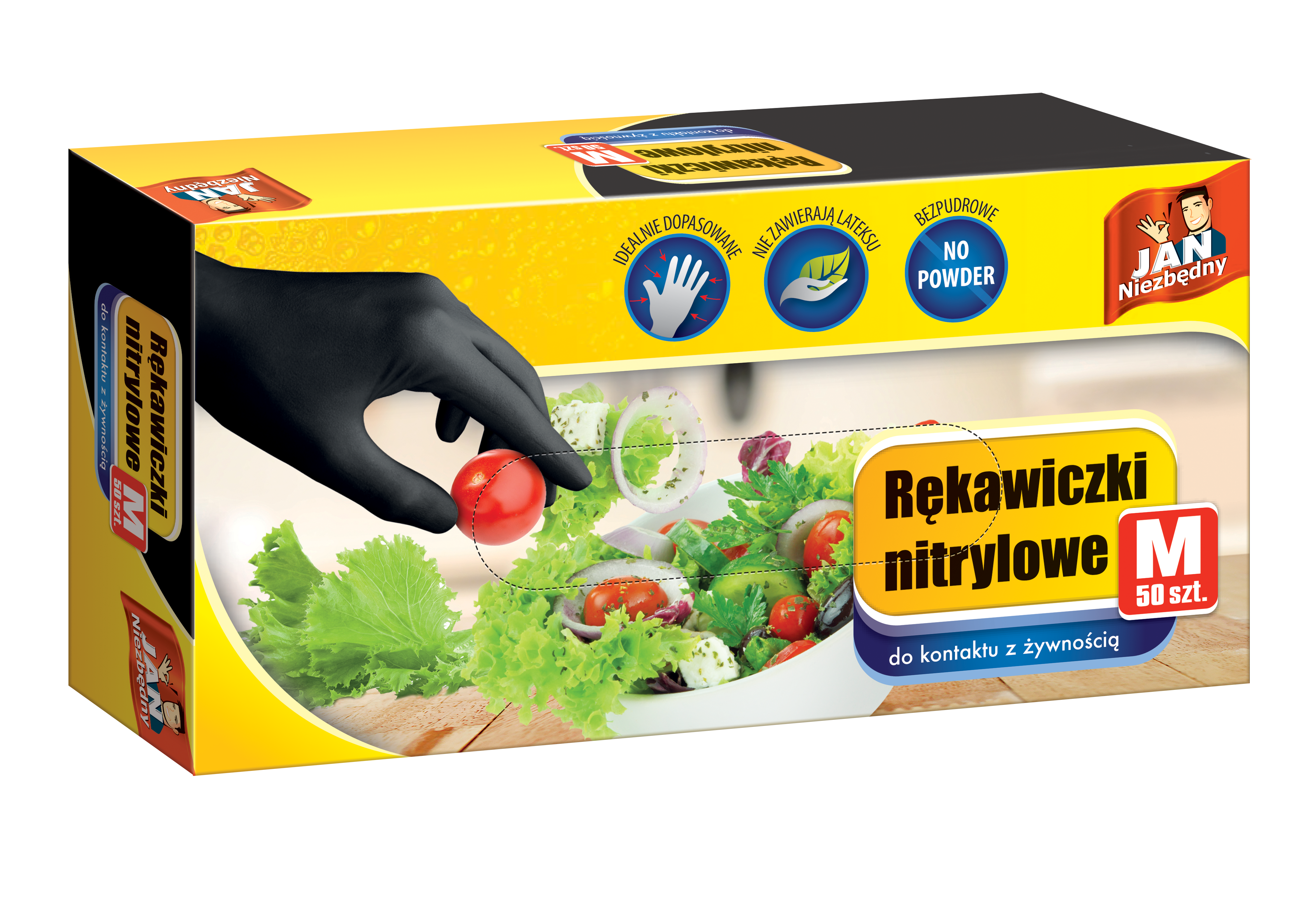 Rękawice ochronne nitrylowe 50 szt. r. M Jan Niezbędny