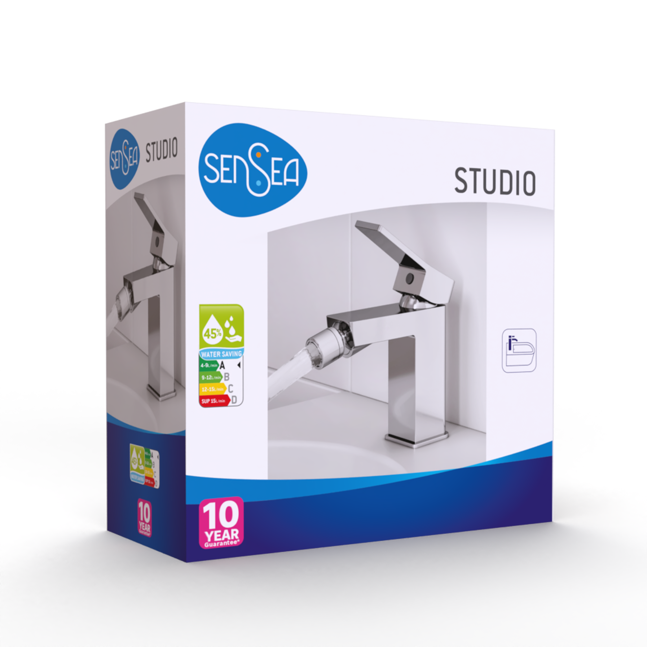 Grifo monomando de bidé SENSEA Studio cromo brillo. Apertura en frío. Antical. Latón - 14