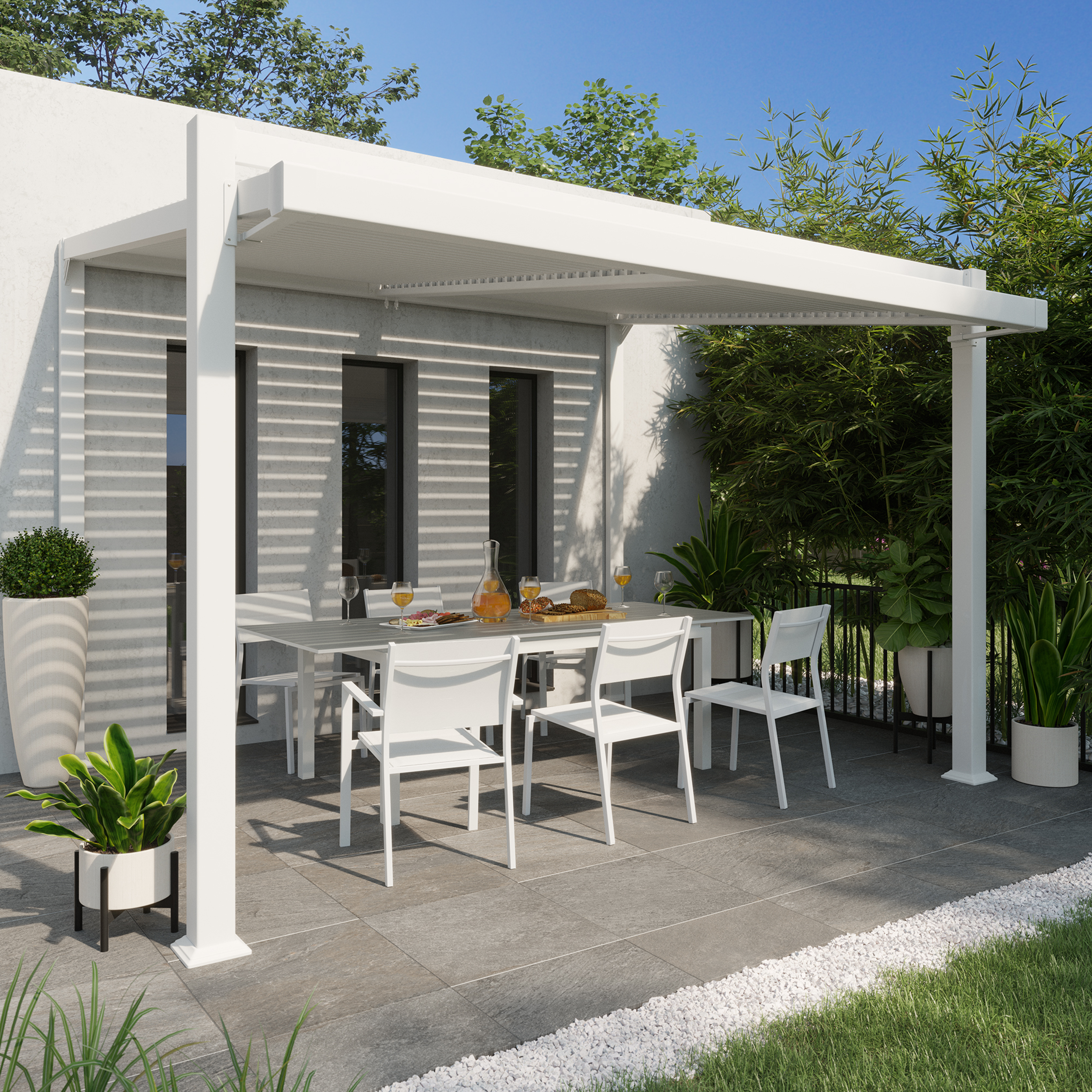 Pérgola bioclimática de aluminio NATERIAL Odyssea blanco de 380x318 cm - 5