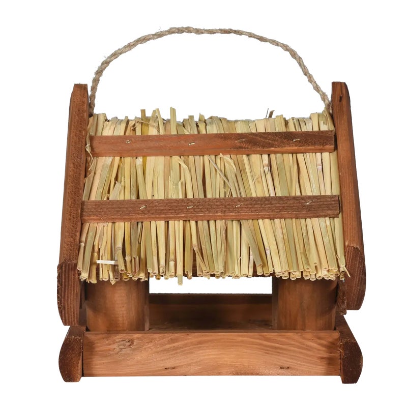 Karmnik dla ptaków 22x20x17cm słomiany domek