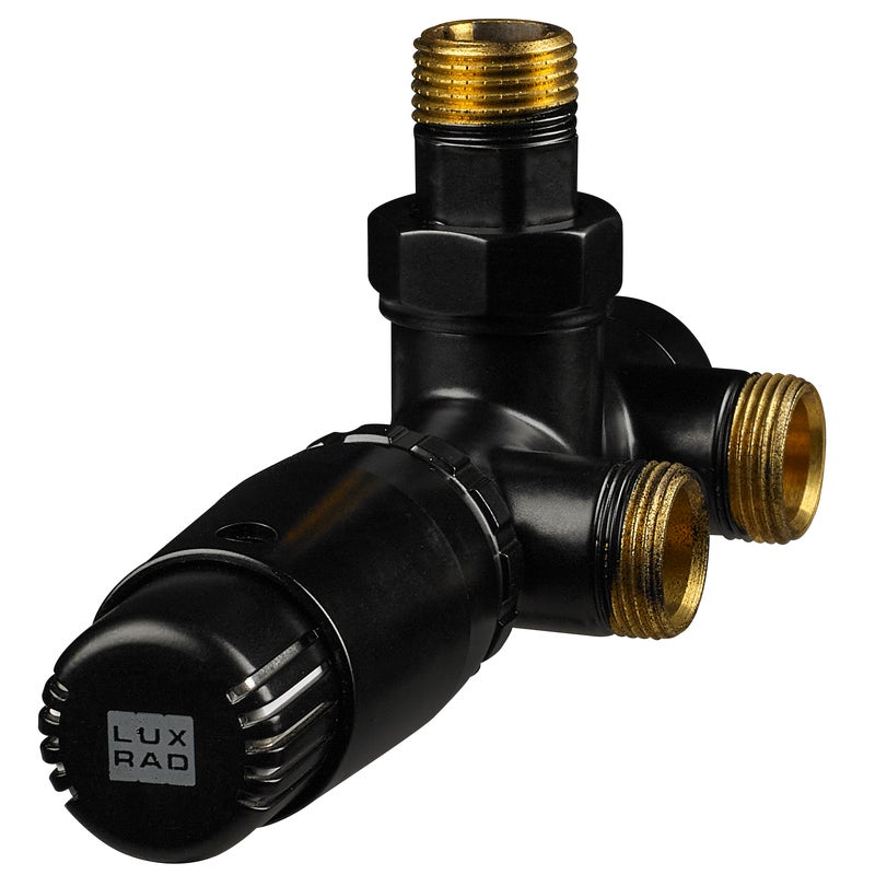 Zespolony zawór 1-otworowy KĄTOWY czarny mat LUXRAD
