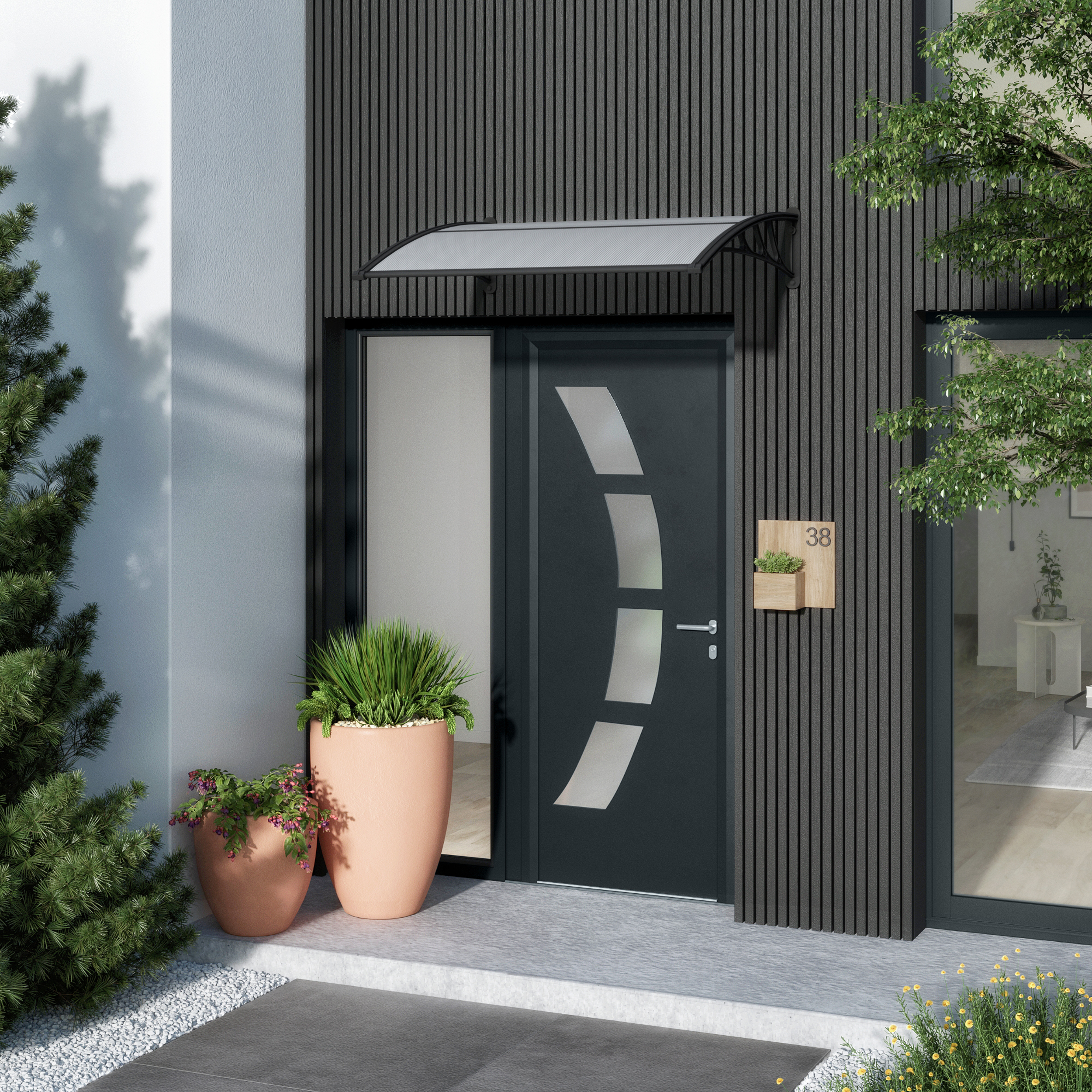 Alpendre em resina preto Artens 120x100 cm - 8