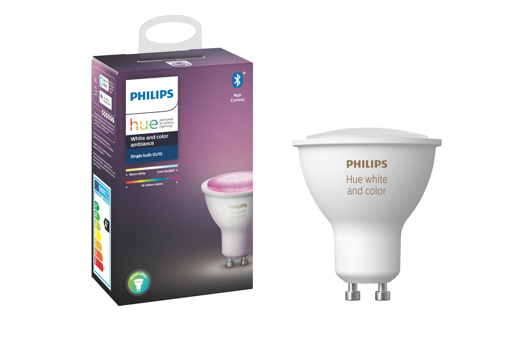 Bombilla inteligente led gu10 350 lúmenes 5.7w de 2700 a 6500k philips hue wifi