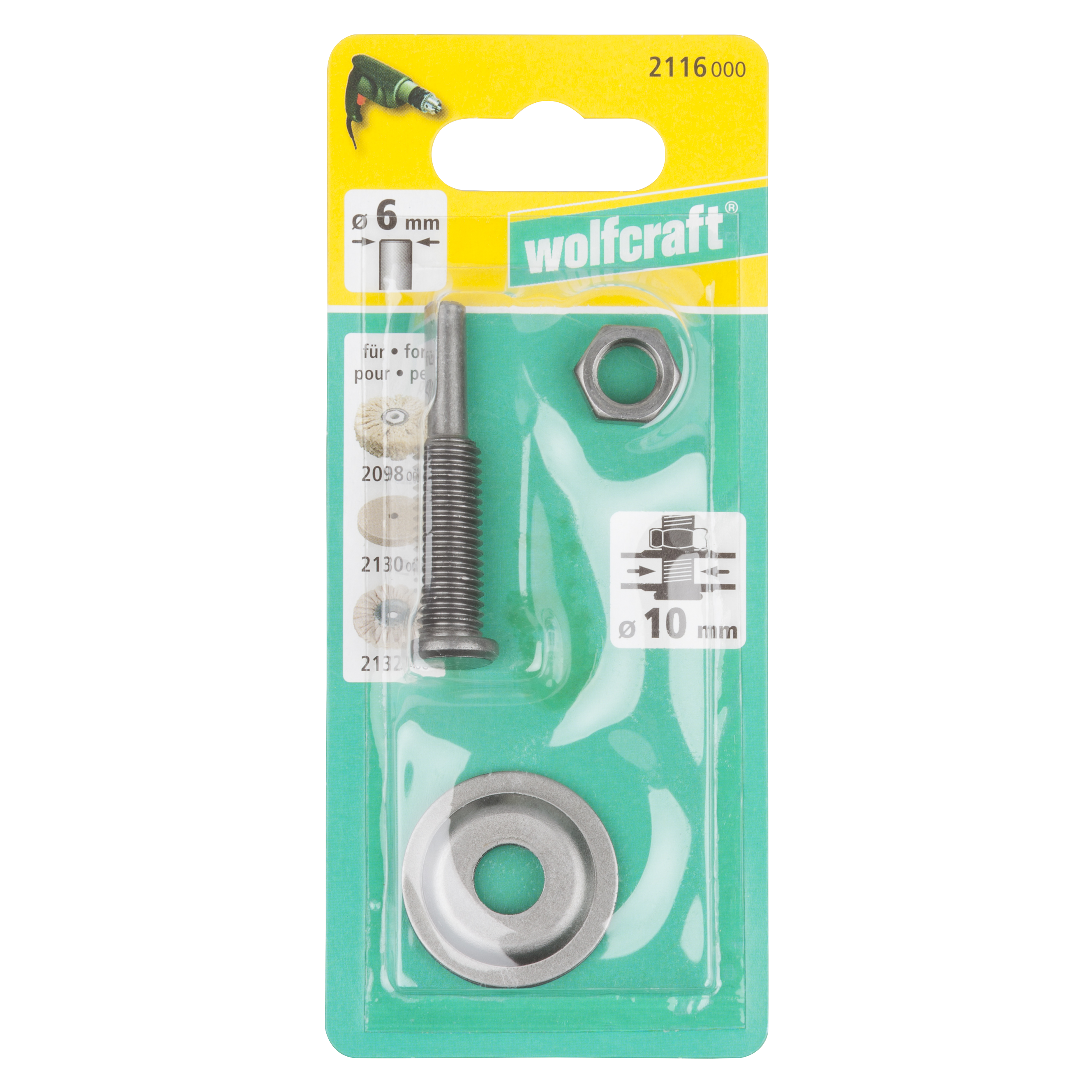 Trzpień do mocowania tarczy 10 mm 2116000 WOLFCRAFT - 3